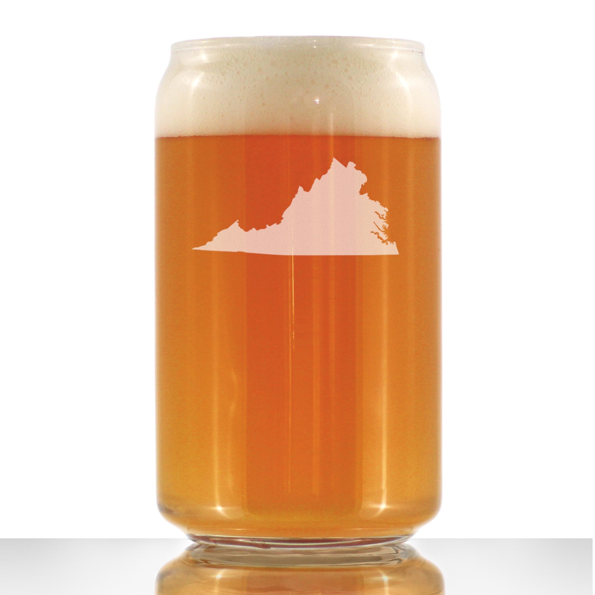 Virginia State Outline Beer Can Pint Glass - State Themed Drinking Decor and Gifts for Virginian Women &amp;amp; Men - 16 Oz Glasses