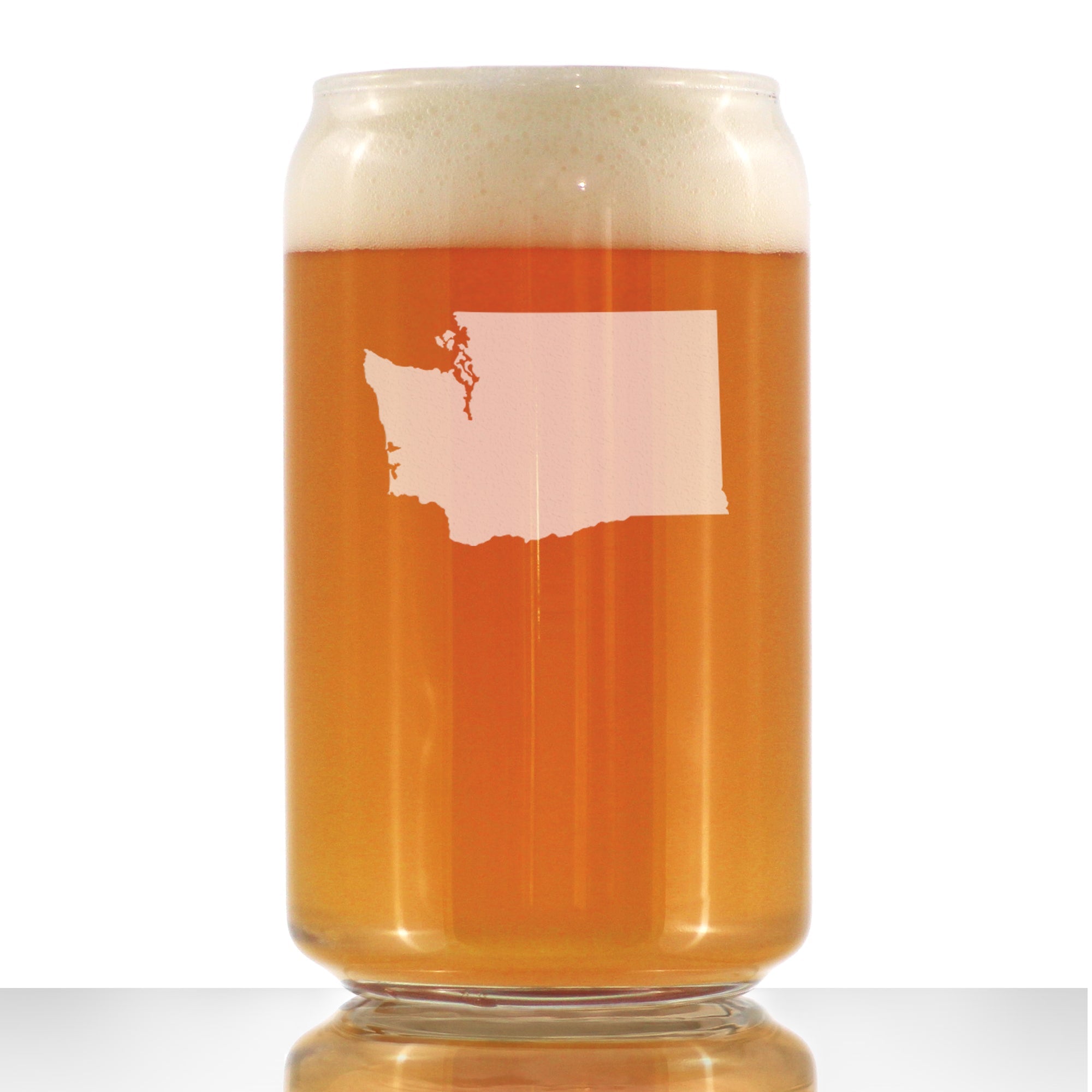 Washington State Outline Beer Can Pint Glass - State Themed Drinking Decor and Gifts for Washingtonian Women &amp;amp; Men - 16 Oz Glasses