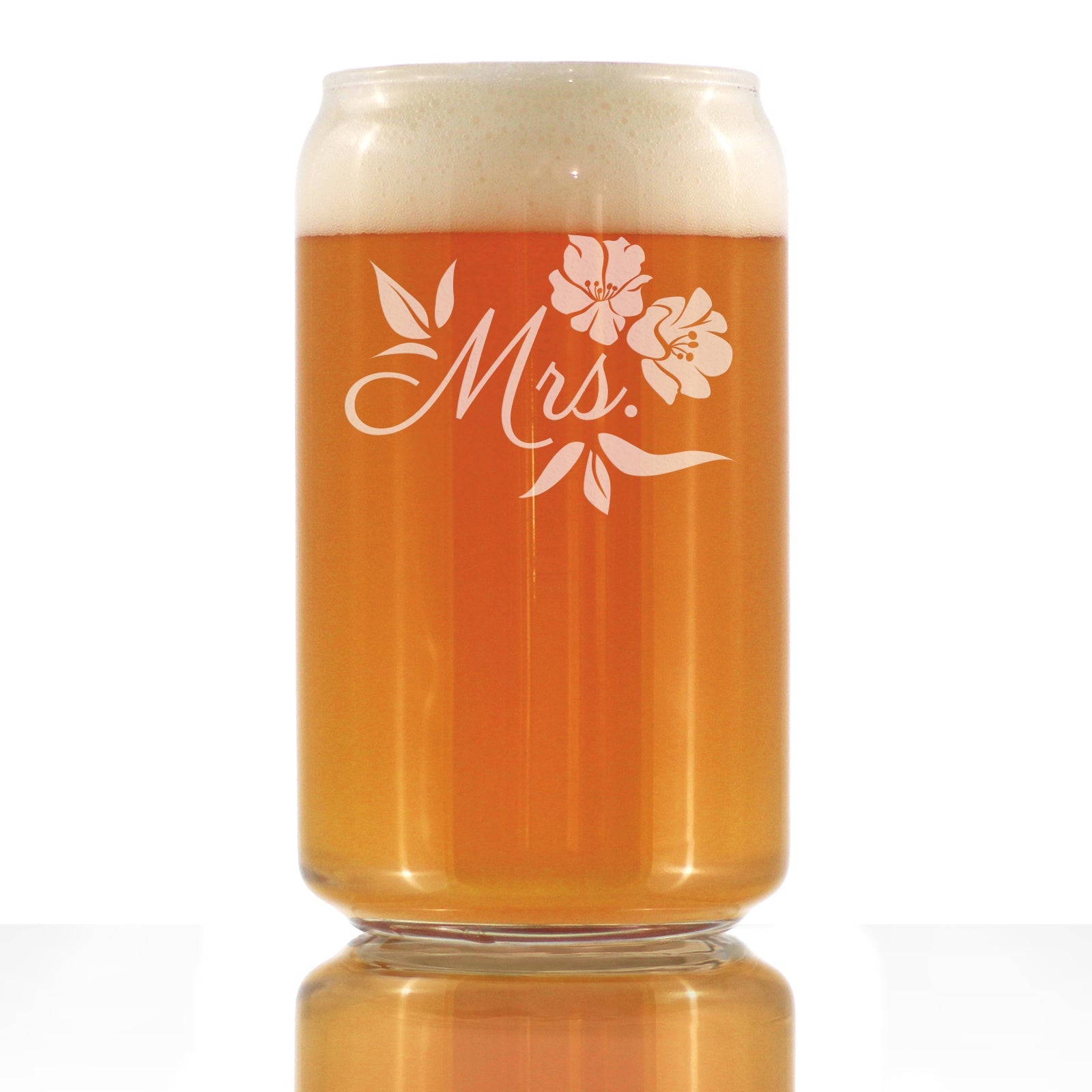 Mrs. Beer Can Pint Glass - Unique Wedding Gift for Bride - Cute Engraved Wedding Cup Gift