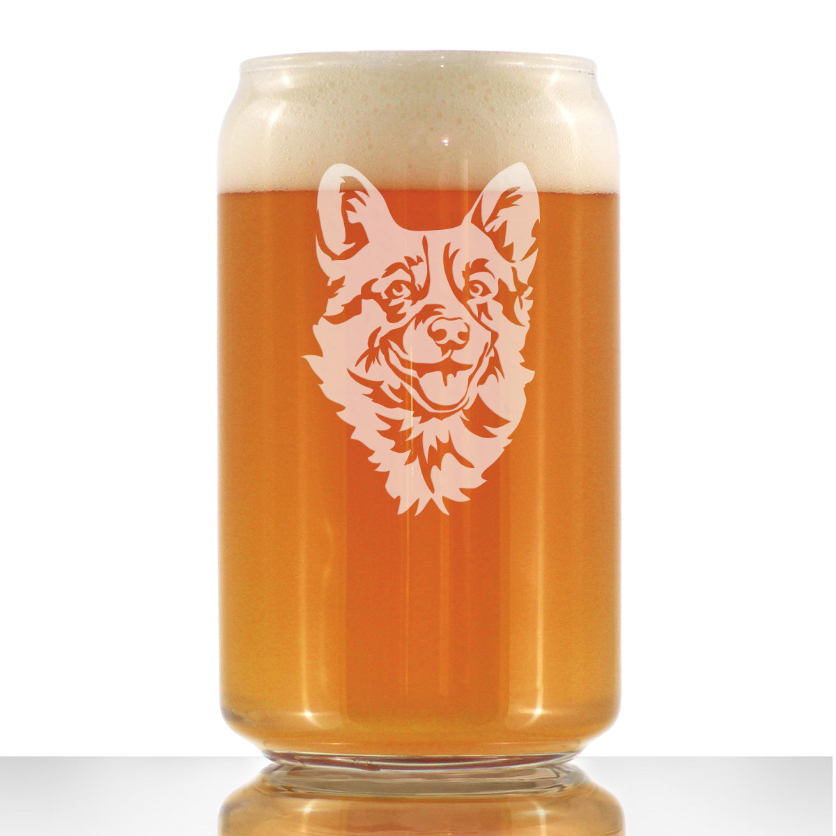 Corgi Face Beer Can Pint Glass - Unique Dog Themed Decor and Gifts for Moms &amp;amp; Dads of Welsh Corgies - 16 Oz