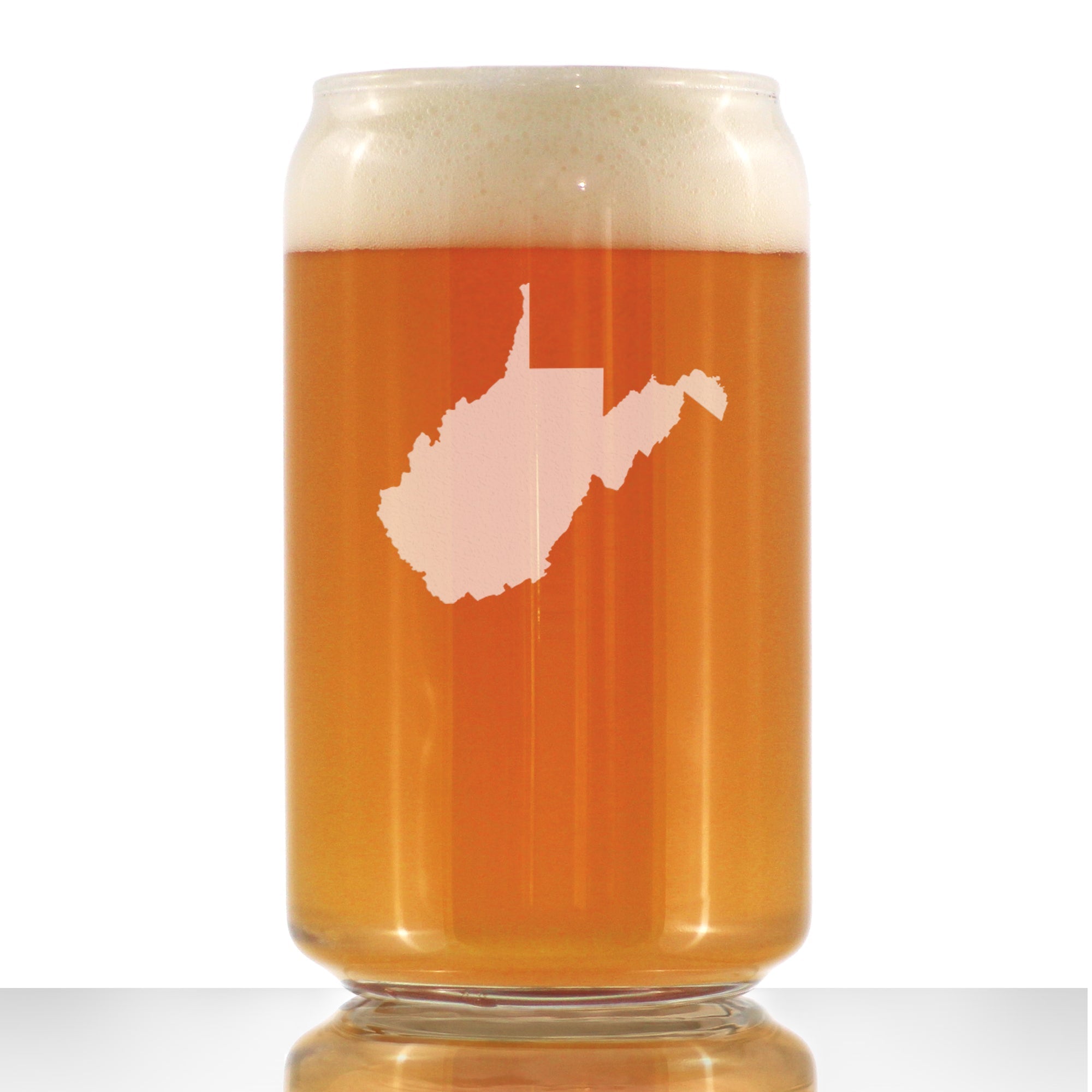 West Virginia State Outline Beer Can Pint Glass - State Themed Drinking Decor and Gifts for West Virginian Women &amp;amp; Men - 16 Oz Glasses