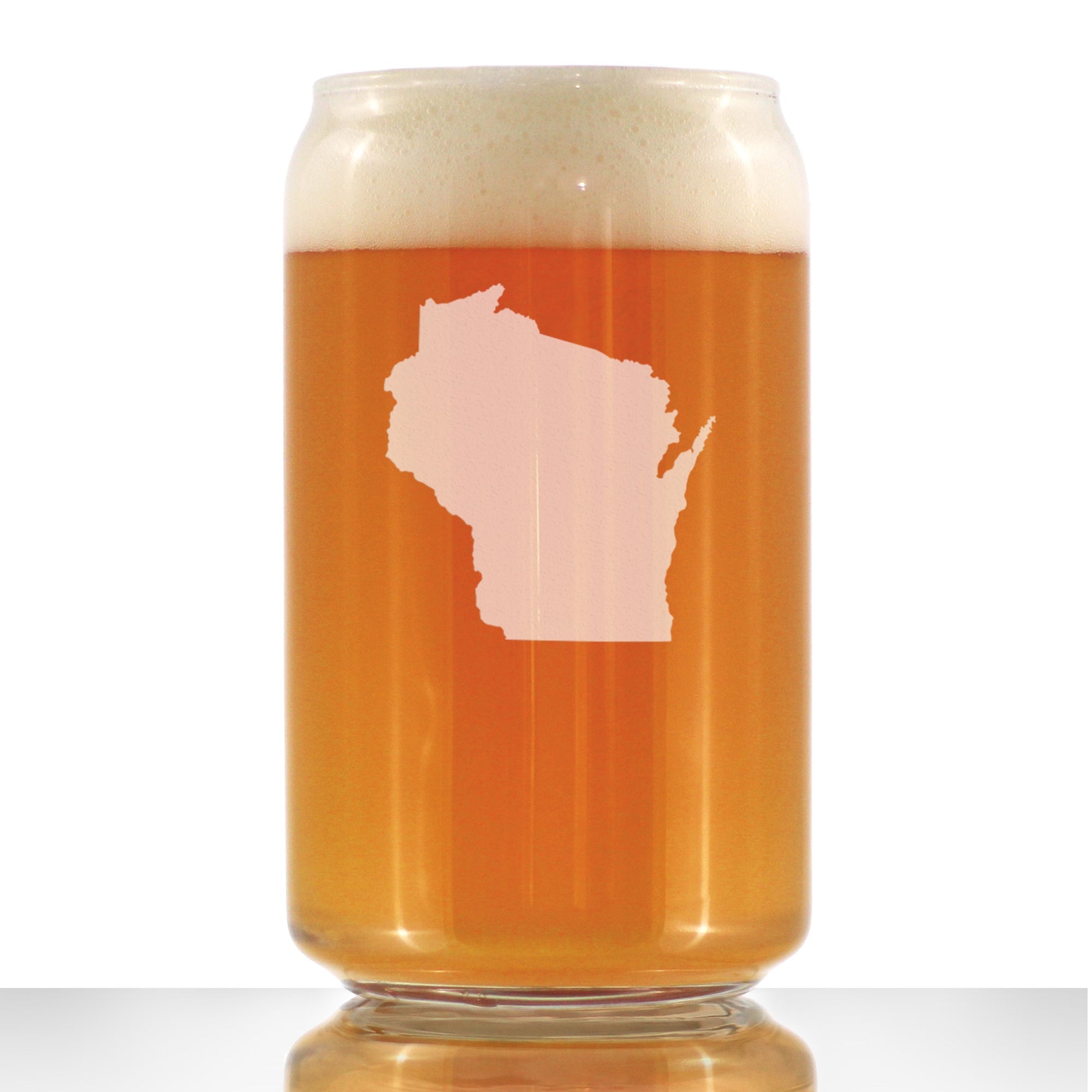 Wisconsin State Outline Beer Can Pint Glass - State Themed Drinking Decor and Gifts for Wisconsinite Women &amp;amp; Men - 16 Oz Glasses