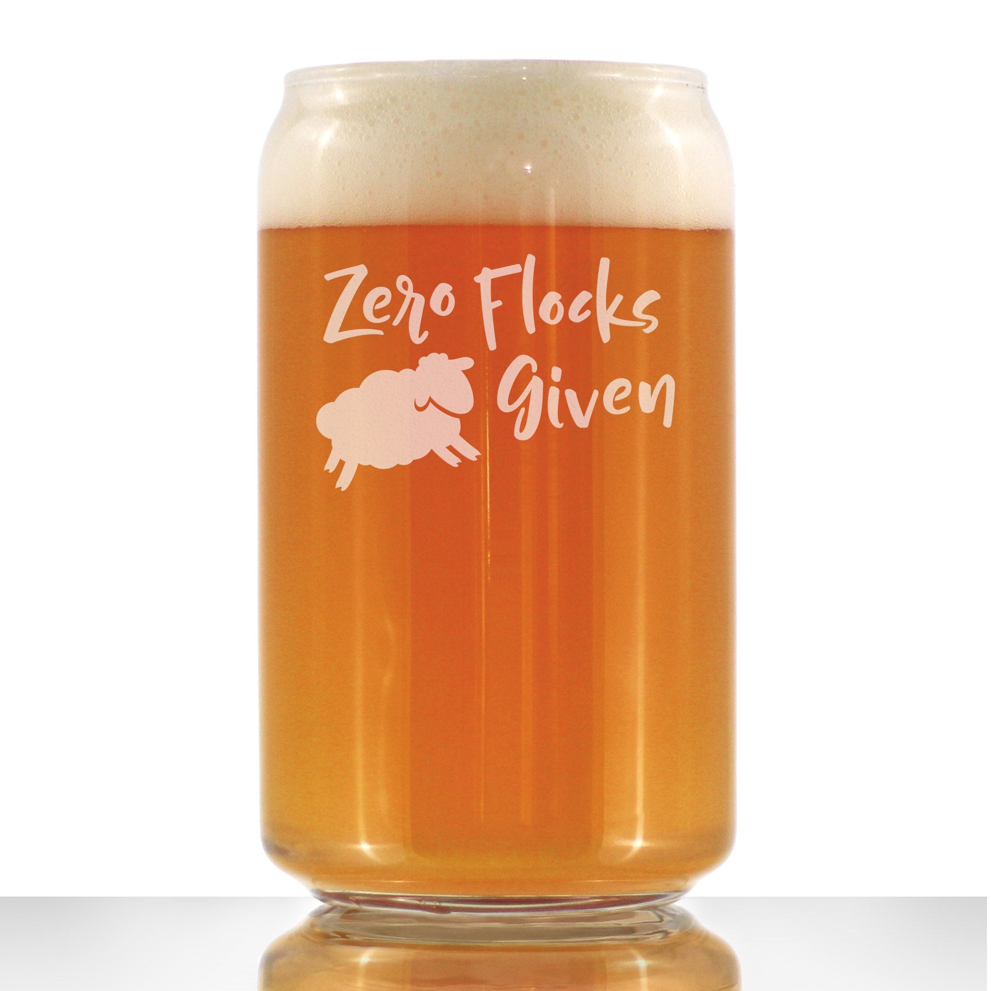 Zero Flocks Given Sheep Beer Can Pint Glass Gift - Fun Farm Animal Gifts for Men &amp;amp; Women - Cute Lamb Decor