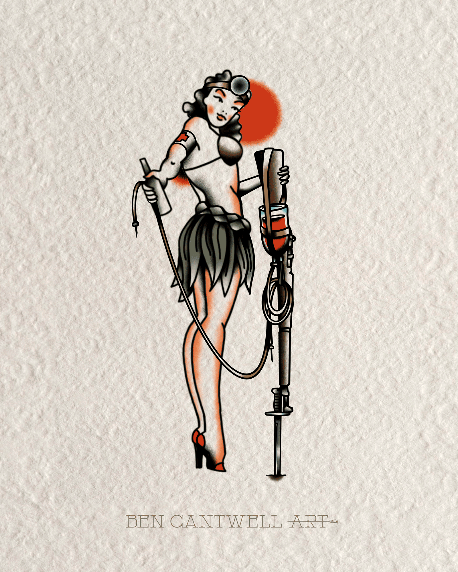 WW2 Pin-Up Girl - Medical Armband and Blood Bag