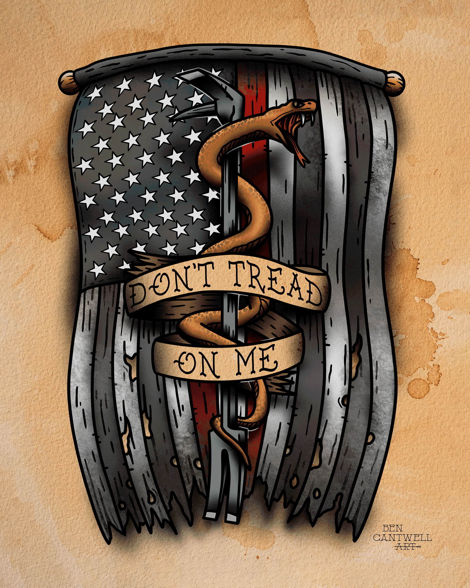 Dont Tread on Me Red Line Flag