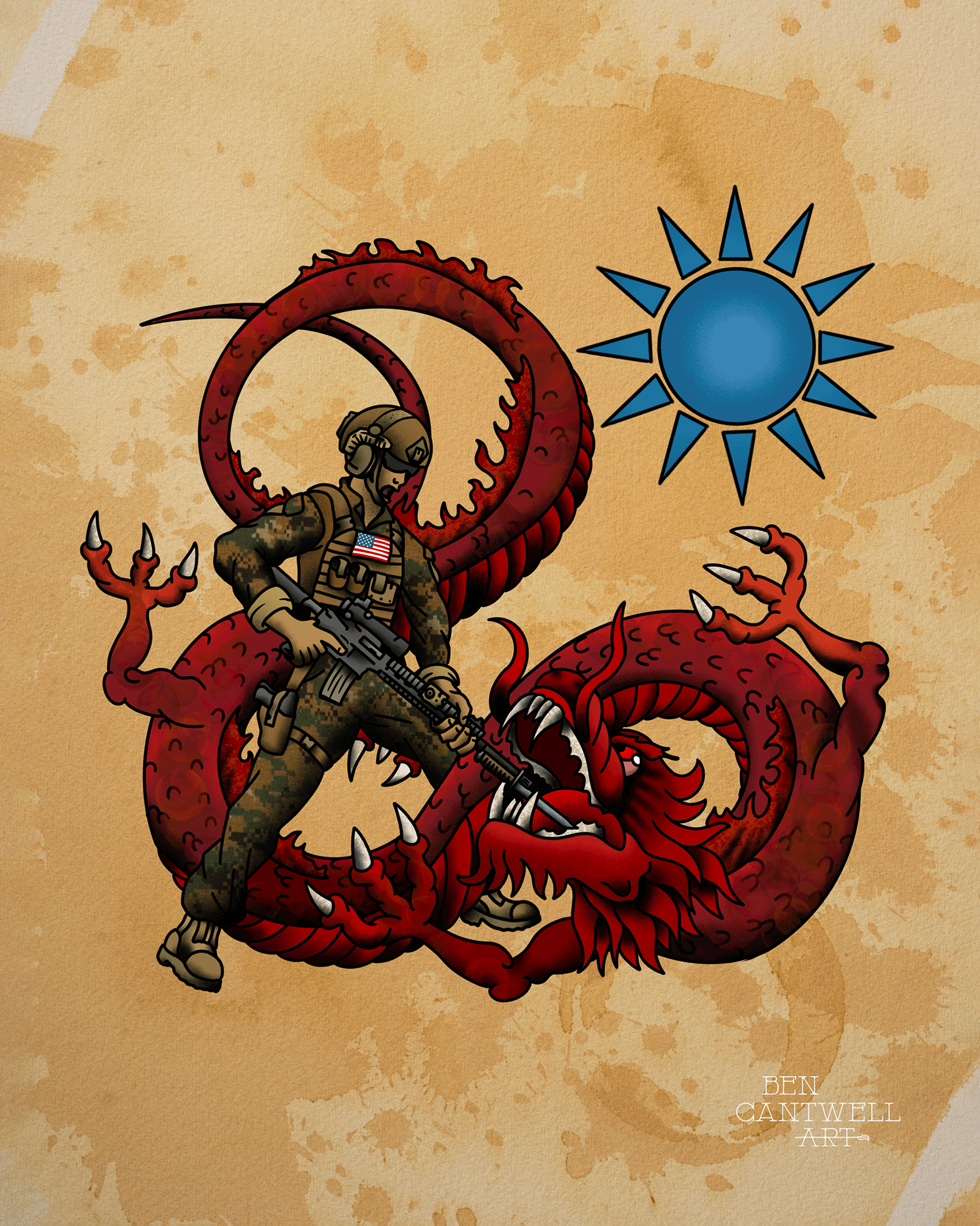 Red Dragon Being Bayonetted