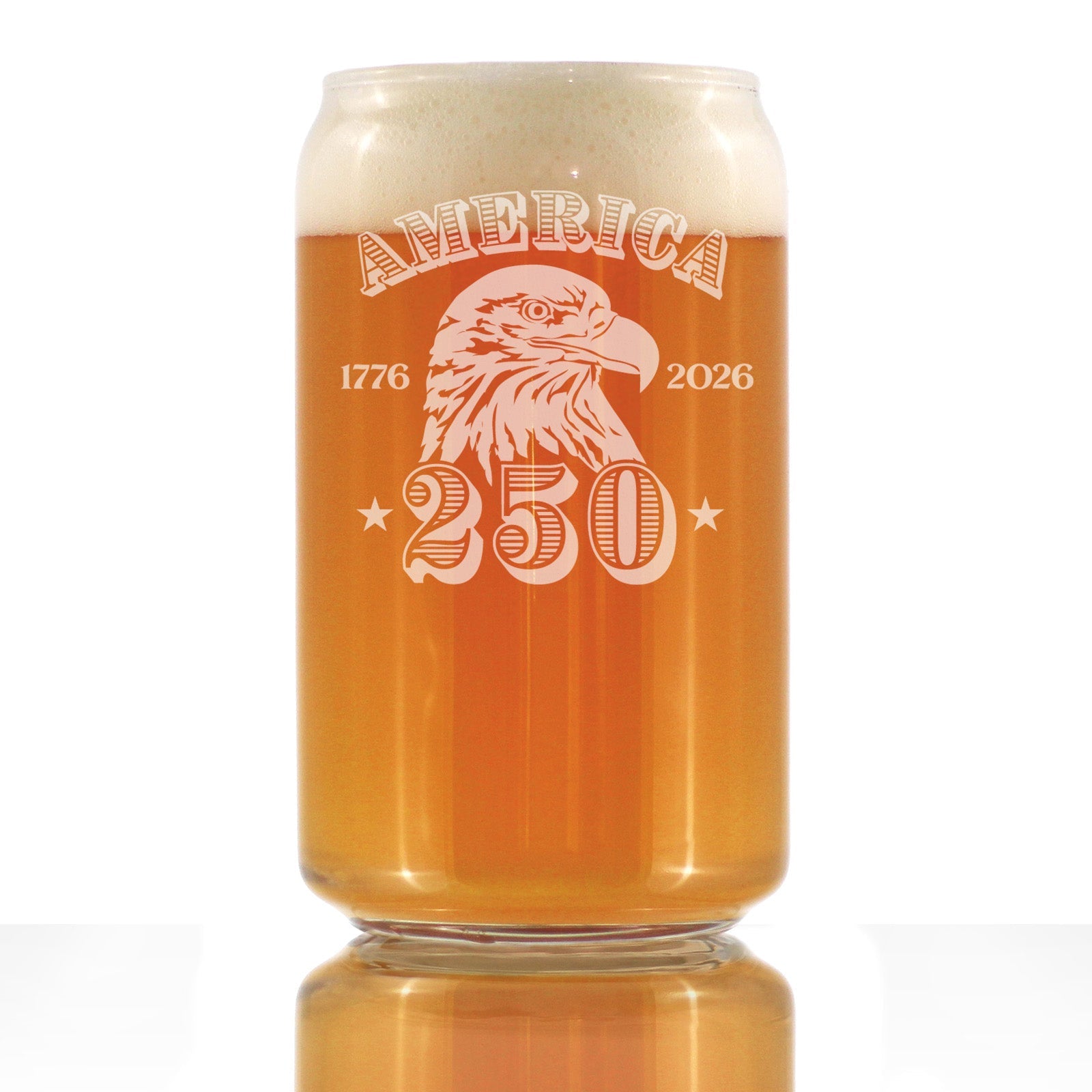 America&amp;#39;s 250th Anniversary Engraved Beer Can Glass Celebrate America&amp;#39;s Birth Beer Can Shaped Pint Glass - 16oz