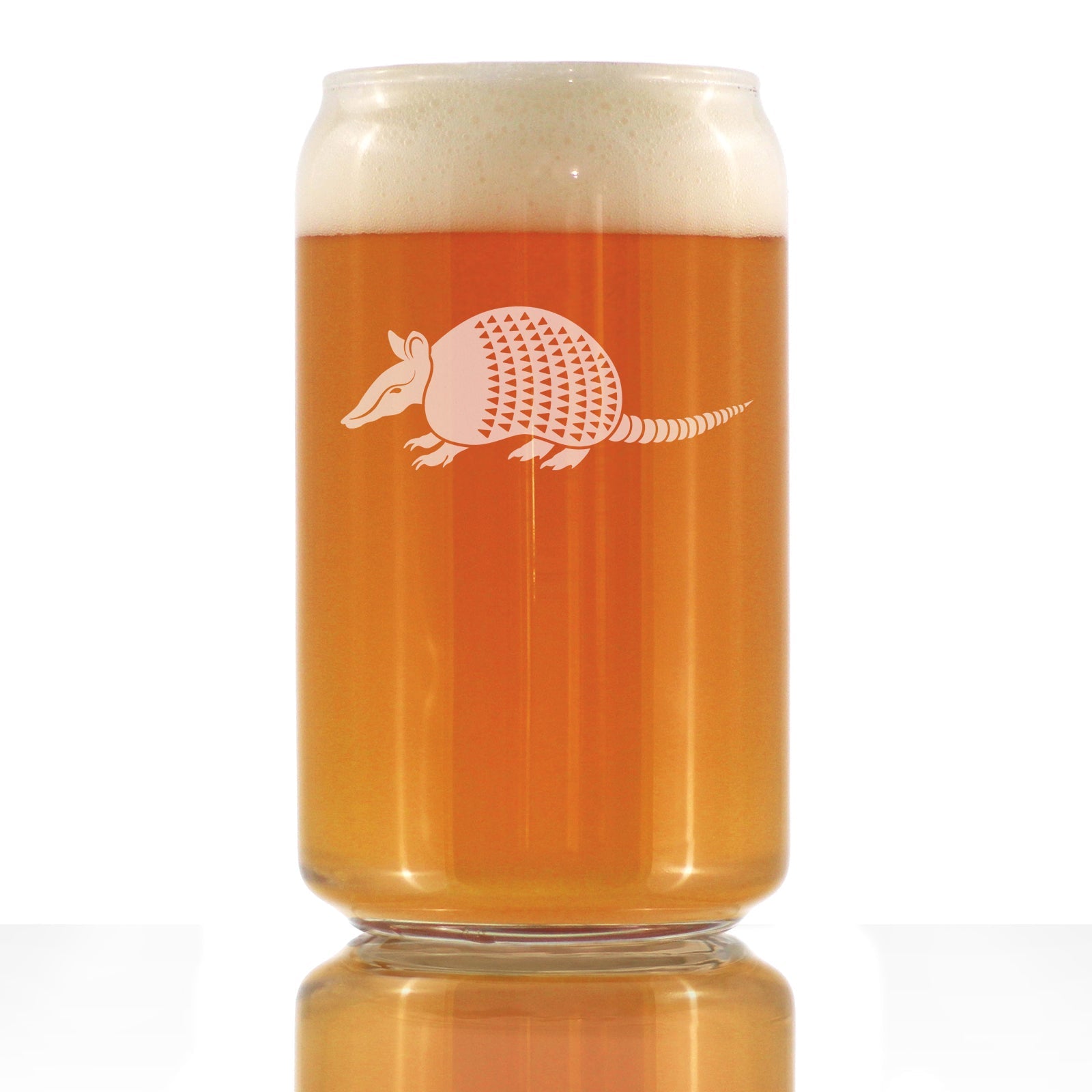 Armadillo Engraved Beer Can Glass Texas Gifts and Souvenirs Beer Can Shaped Pint Glass - 16oz
