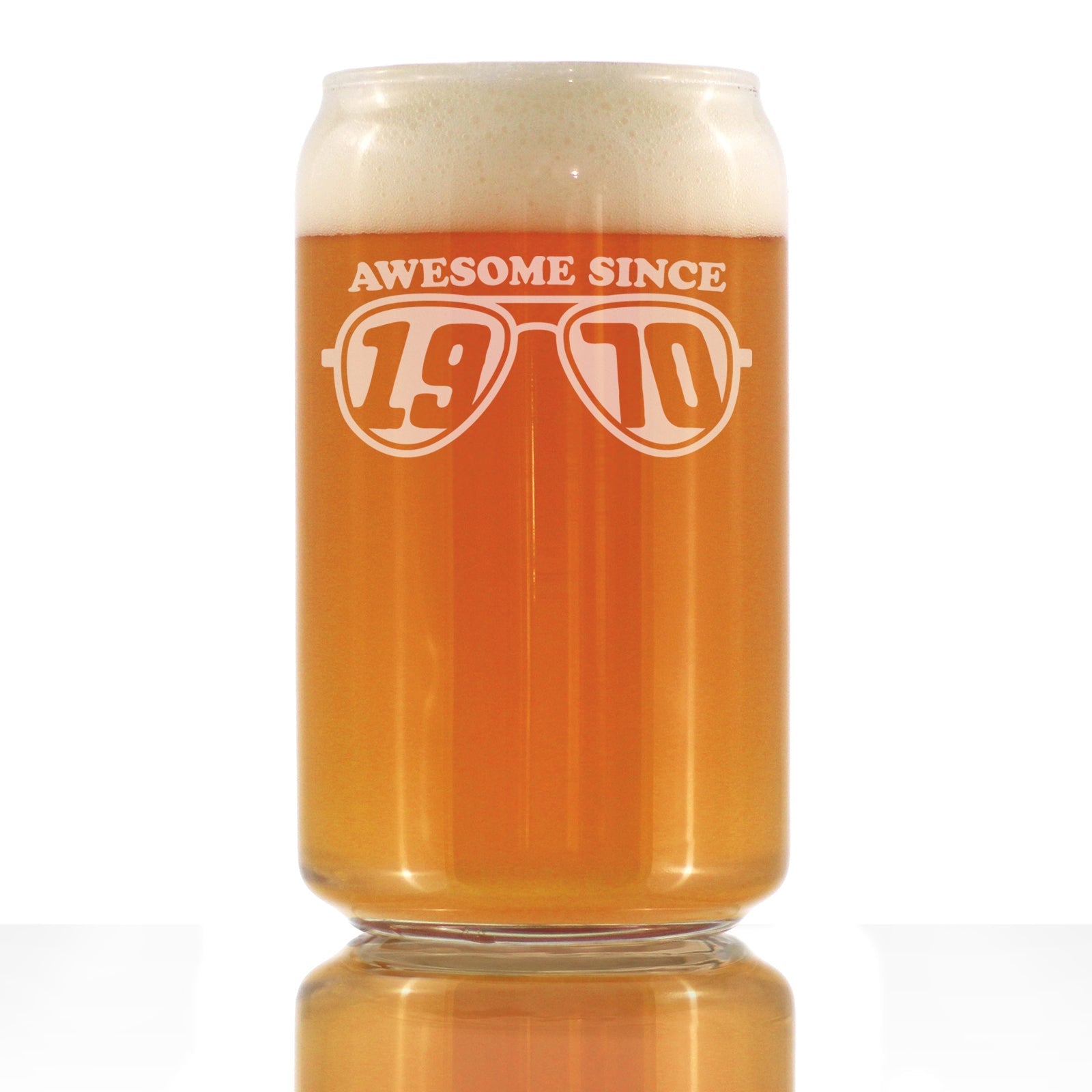 Awesome Since 1970 Engraved Beer Can Glass Gifts 55th Birthday Gift Ideas Beer Can Shaped Pint Glass - 16oz