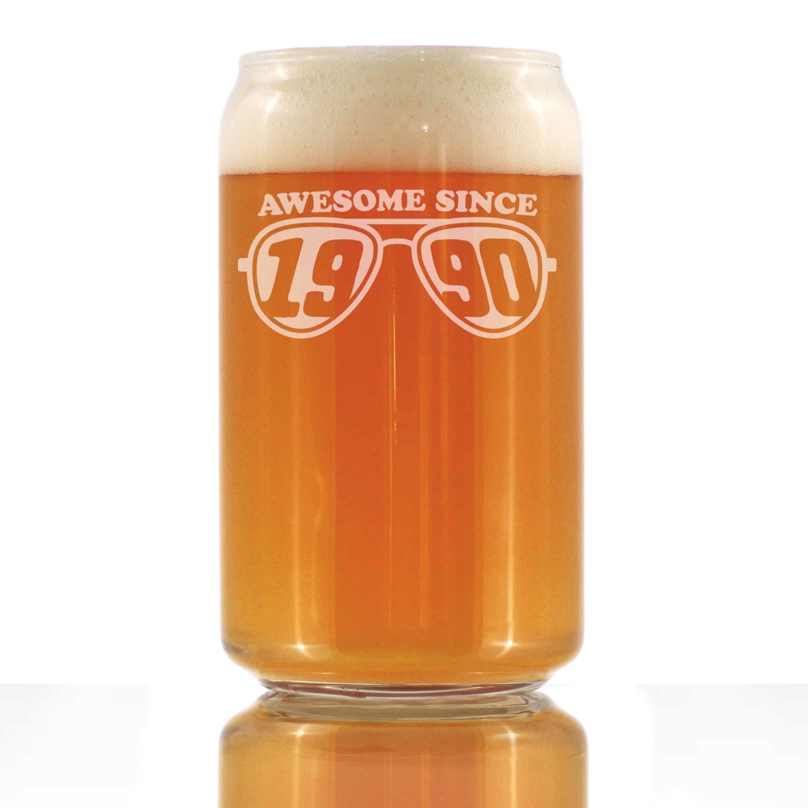 Awesome Since 1990 Engraved Beer Can Glass Gifts 35th Birthday Gift Ideas Beer Can Shaped Pint Glass - 16oz
