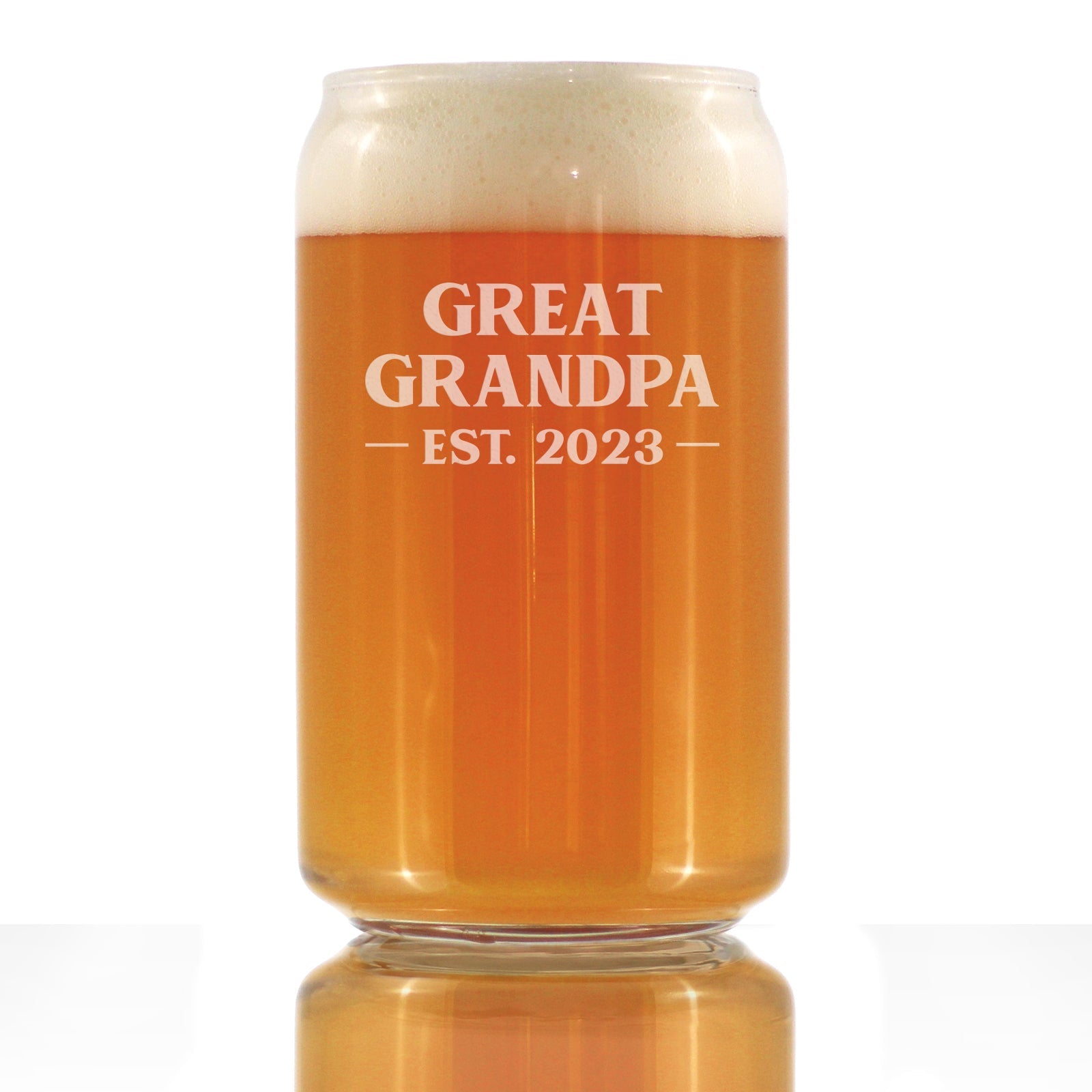 Great Grandpa Est 2023 - New Great Grandfather Beer Can Pint Glass Gift for First Time Great Grandparents - Bold 16 Oz Glasses