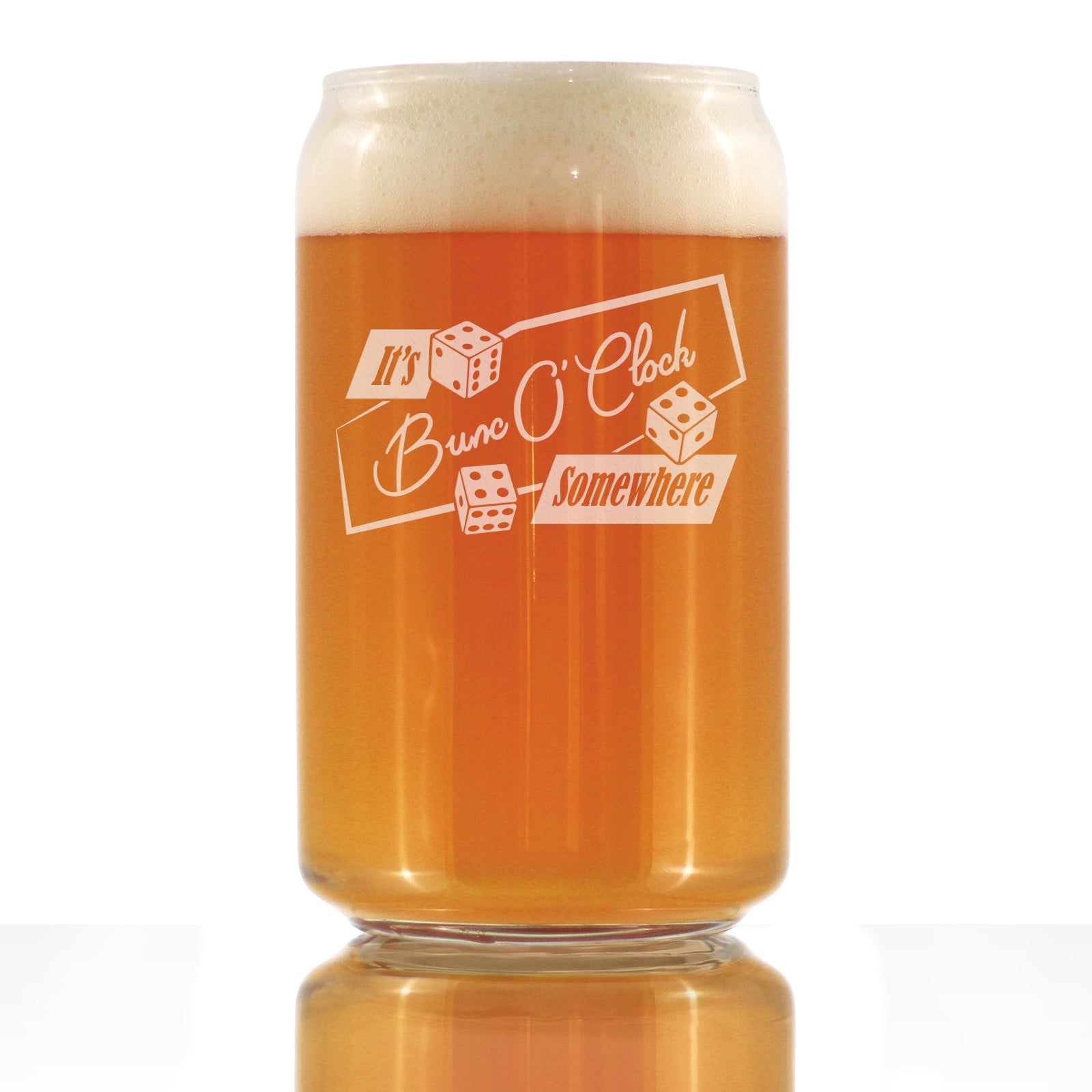 BuncO &amp;#39;Clock Somewhere Beer Can Pint Glass - Bunco Decor and Bunco Gifts for Women - 16 Oz Glasses