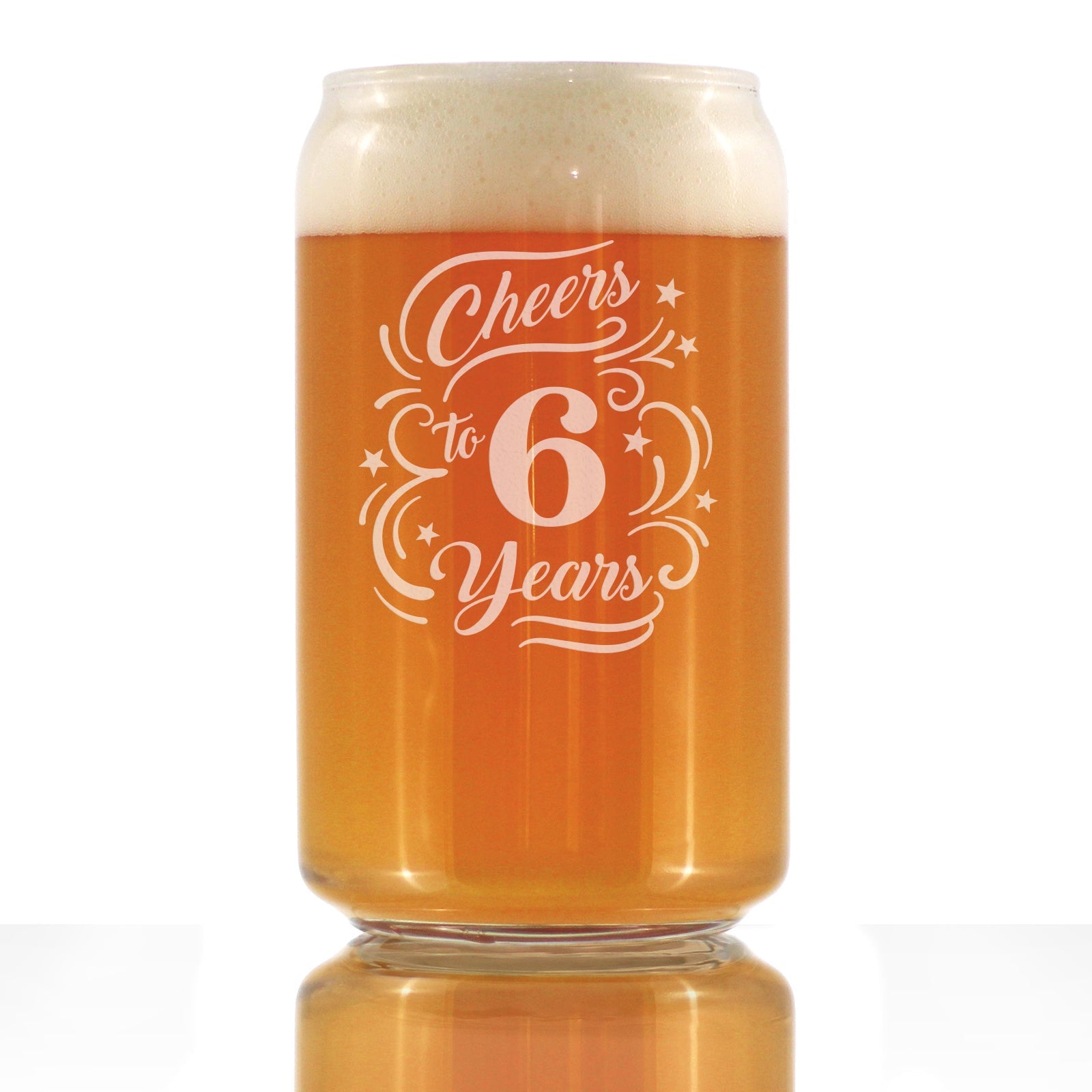Cheers to 6 Years - Beer Can Pint Glass Gifts for Women &amp;amp; Men - 6th Anniversary Party Decor - 16 Oz Glasses