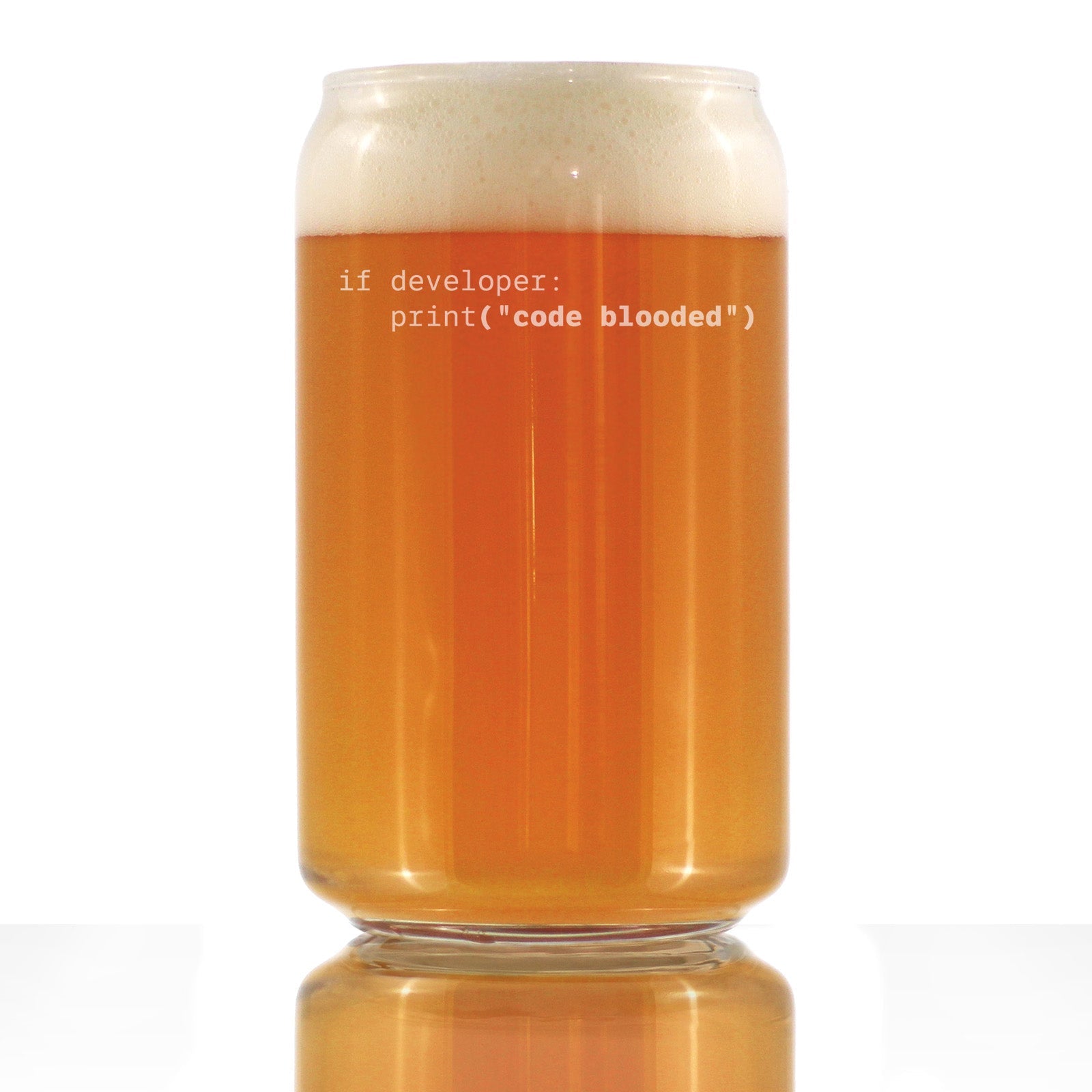 Code Blooded Engraved Beer Can Glass Gifts for Programmer, Coder &amp;amp; Computer Geeks Beer Can Shaped Pint Glass - 16oz