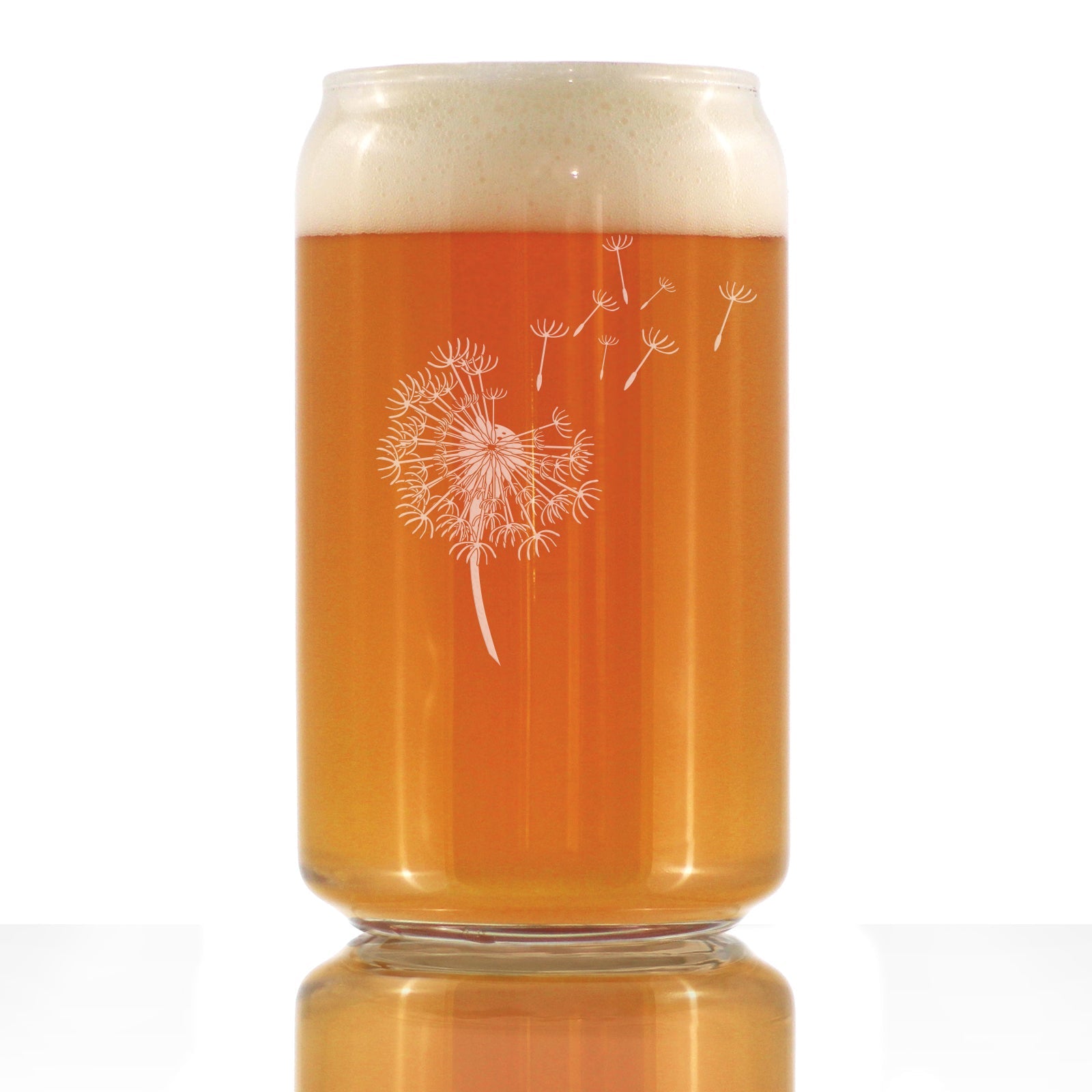 Dandelion Beer Can Pint Glass - Friendship Gifts and Dandelion Flowers Decor for New Beginnings - 16 Oz Glasses