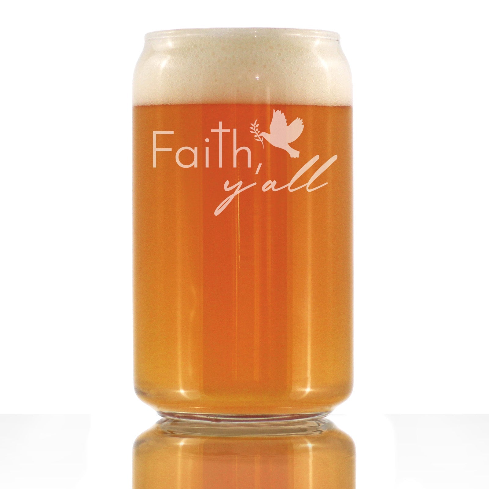 Faith Y&amp;#39;all Engraved Beer Can Glass Gifts Christianity Gifts for Christians Beer Can Shaped Pint Glass - 16oz