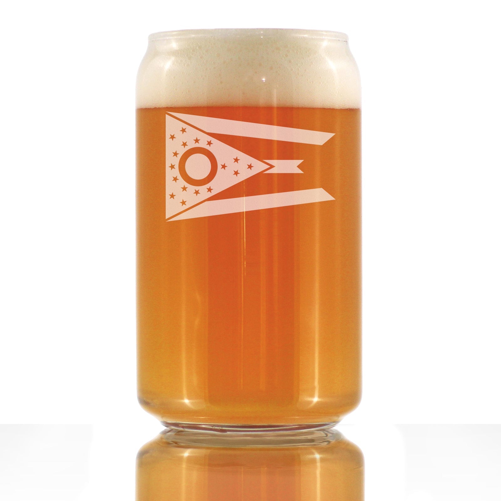 Ohio Flag Beer Can Pint Glass - State Themed Drinking Decor and Gifts for Ohioan Women &amp;amp; Men - 16 Oz Glasses