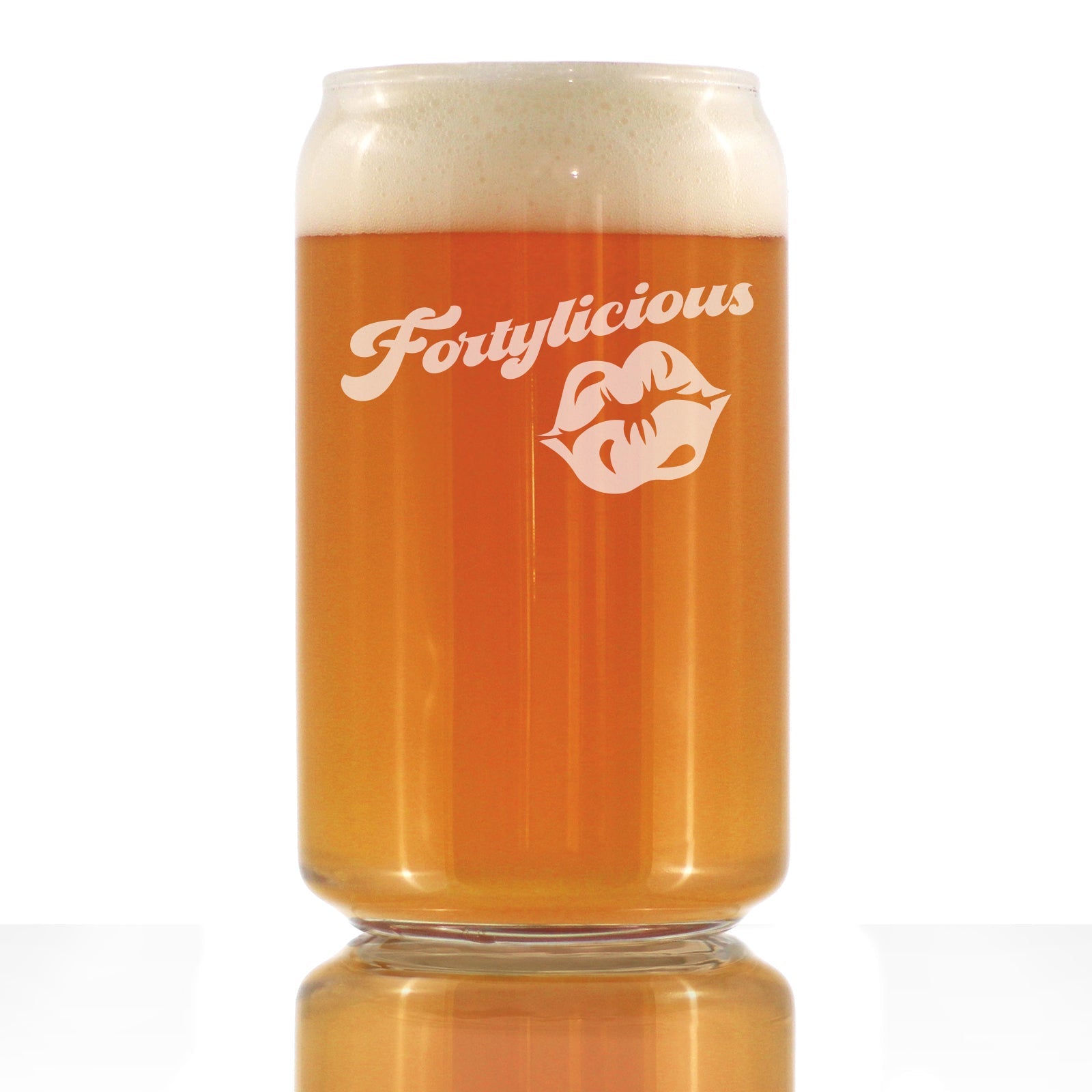 Fortylicious - Beer Can Pint Glass - Funny 40th Birthday Gifts for Women Turning 40 - 16 oz Glasses