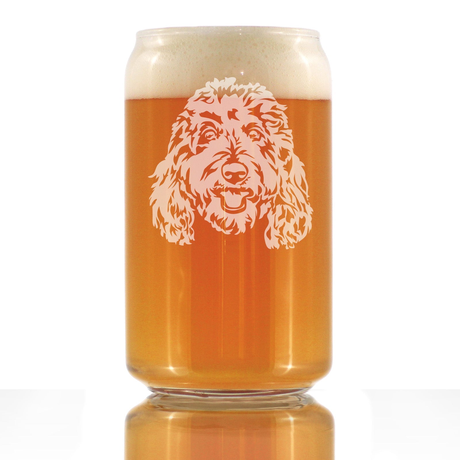 Golden Doodle Face - Beer Can Pint Glass - Goldendoodle Gifts for Women &amp;amp; Men - 16 oz Glasses