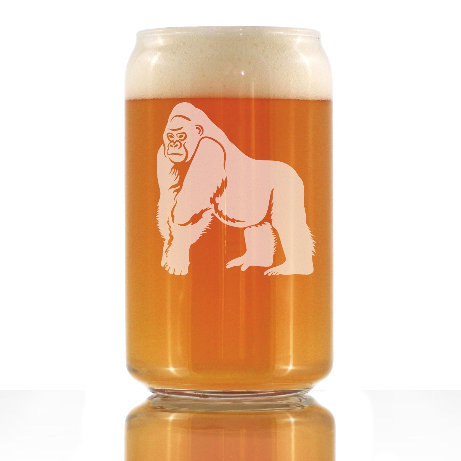 Gorilla Beer Can Pint Glass - Fun Wild Animal Themed Decor and Gifts for Lovers of Apes and Monkeys - 16 Oz Glasses