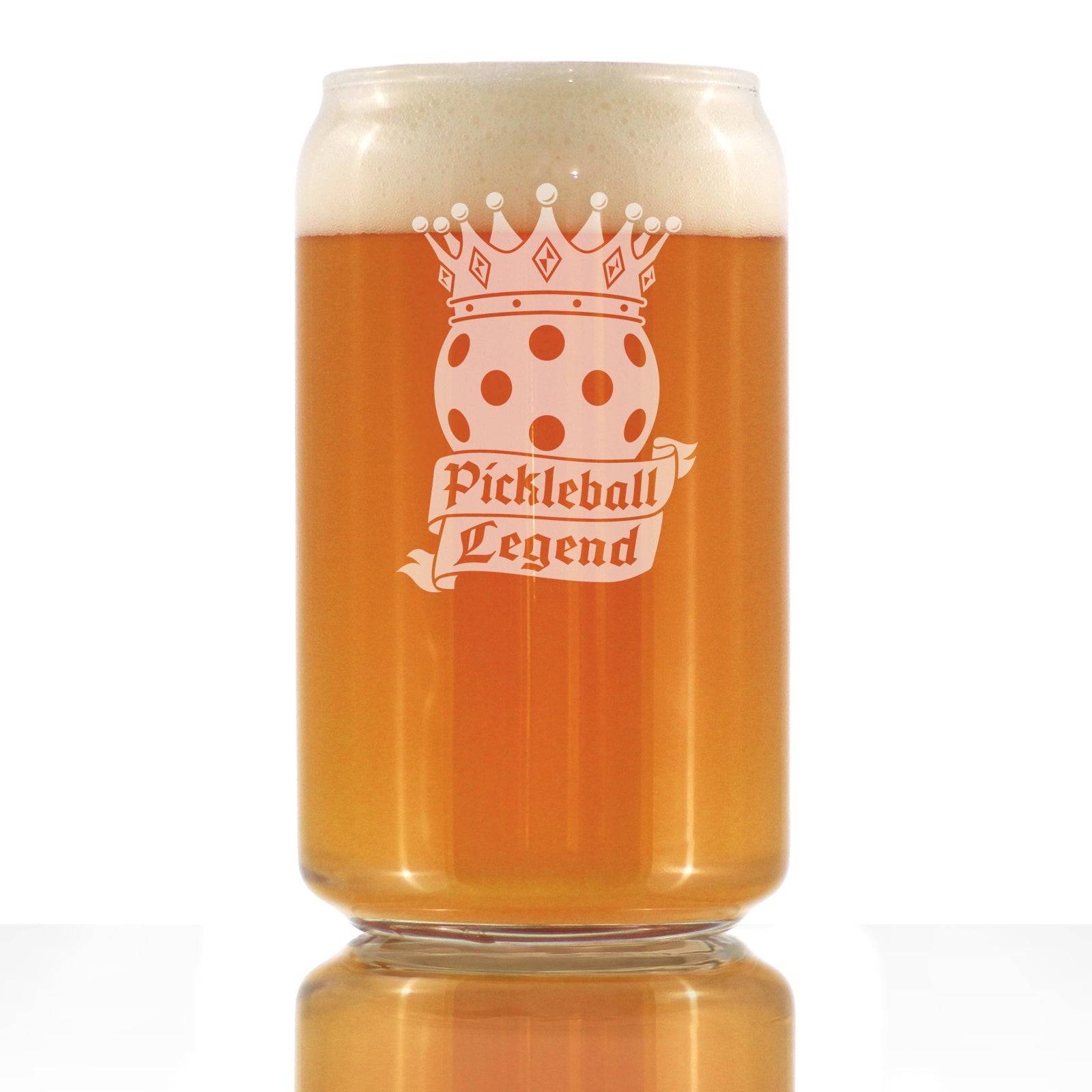 Pickleball Legend Engraved Beer Can Glass Gifts for Picklers Beer Can Shaped Pint Glass - 16oz