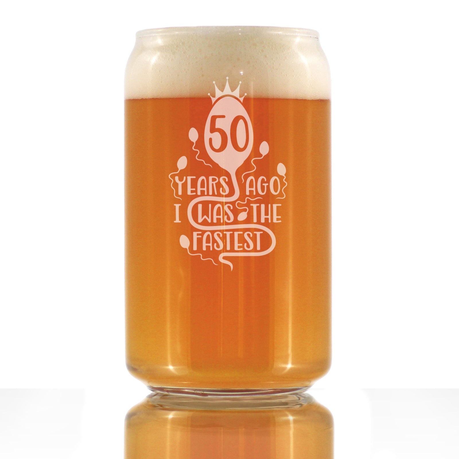 50 Years Ago I Was the Fastest - Beer Can Pint Glass - Funny 50th Birthday Gifts for Women and Men Turning 50 - 16 oz Glasses