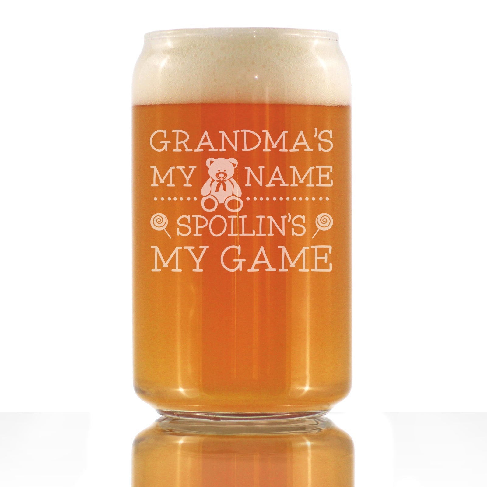 Grandma&amp;#39;s My Name, Spoilin&amp;#39;s My Game - Beer Can Pint Glass - Funny Gifts for Grandma - 16 Oz Glasses