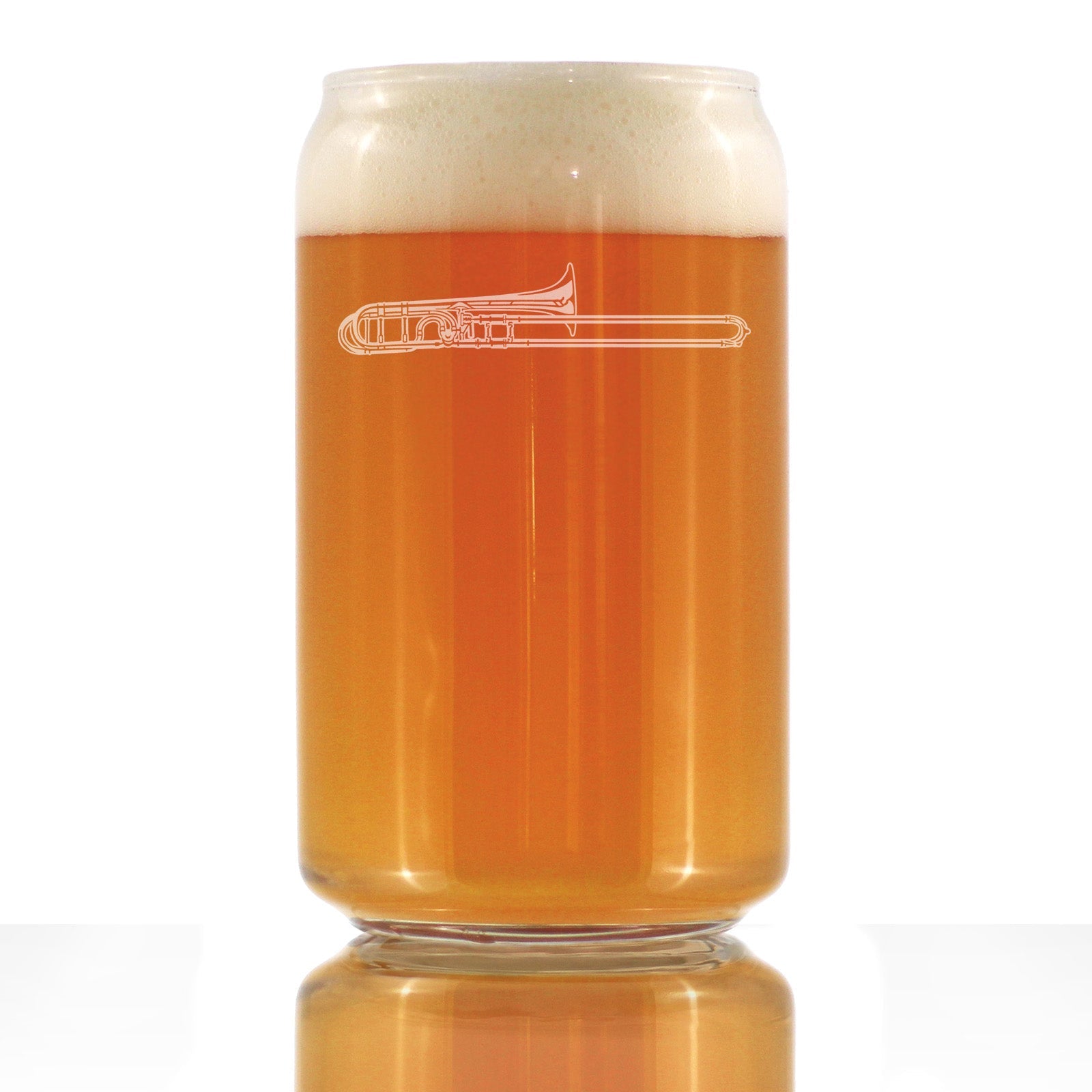 Trombone Engraved Beer Can Glass Gifts for Musicians Beer Can Shaped Pint Glass - 16oz