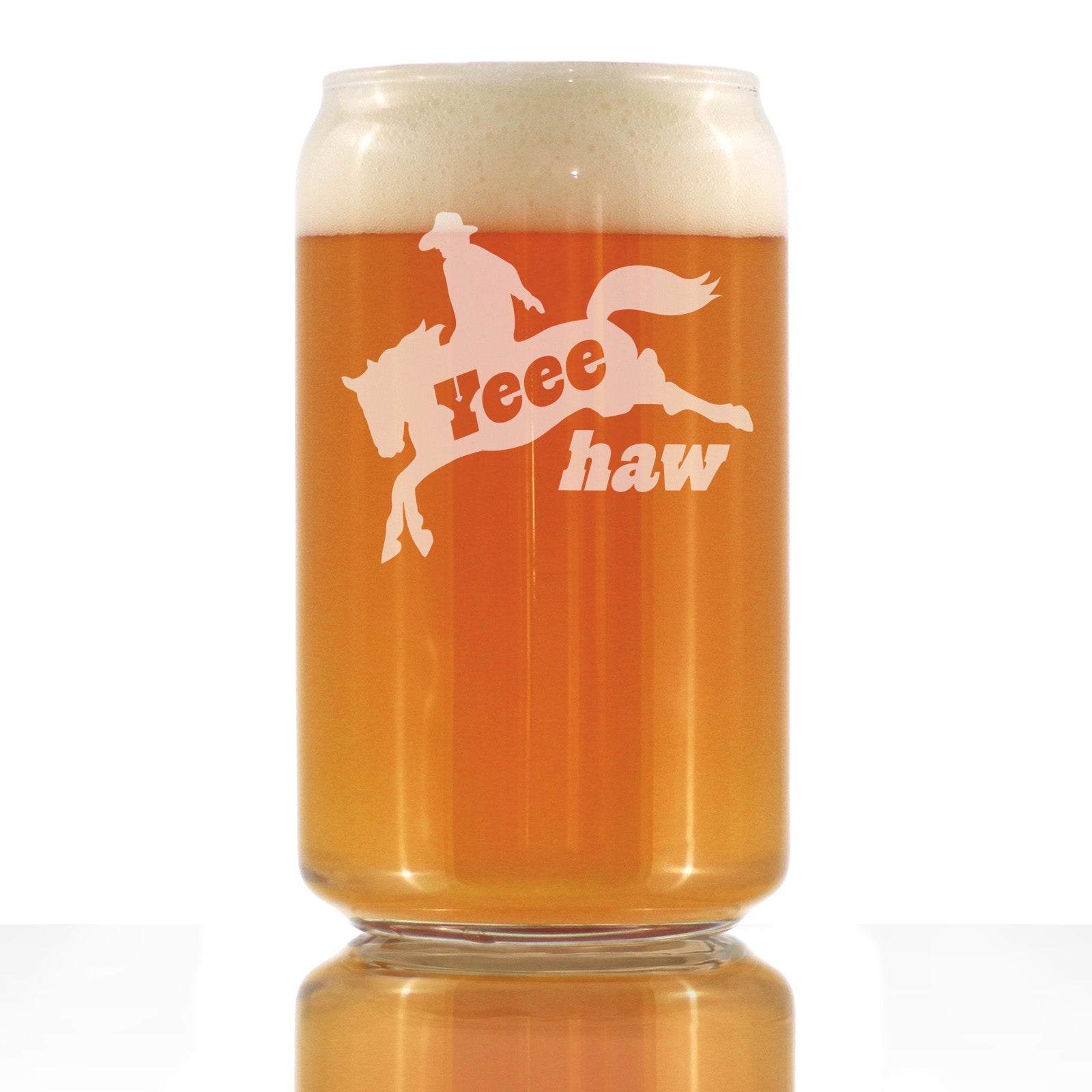 Yeehaw Engraved Beer Can Glass Gifts Rodeo Party Decor &amp;amp; Western Home Decorations Beer Can Shaped Pint Glass - 16oz