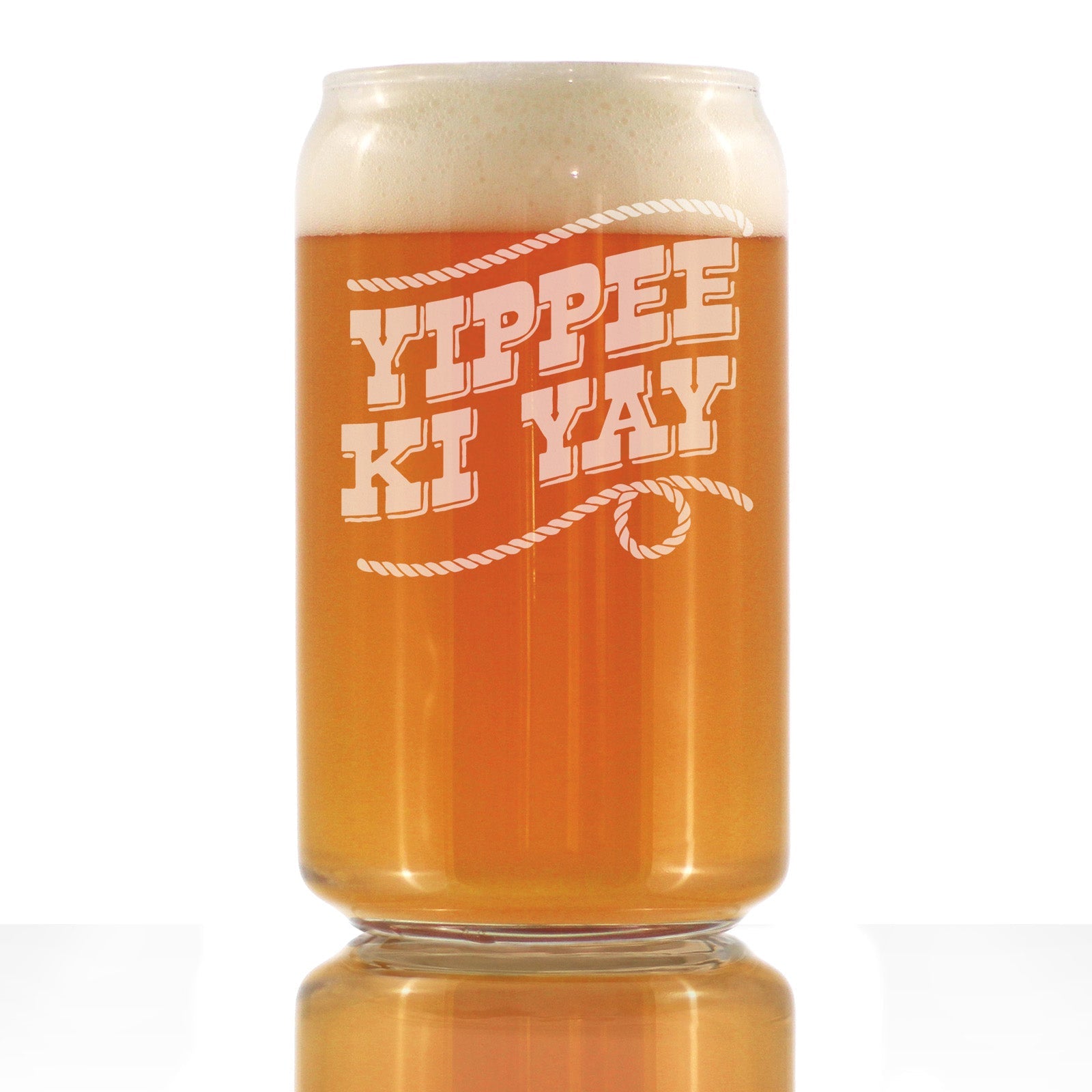 Yippee Ki Yay Engraved Beer Can Glass Gifts Country Western Home Decor Beer Can Shaped Pint Glass - 16oz