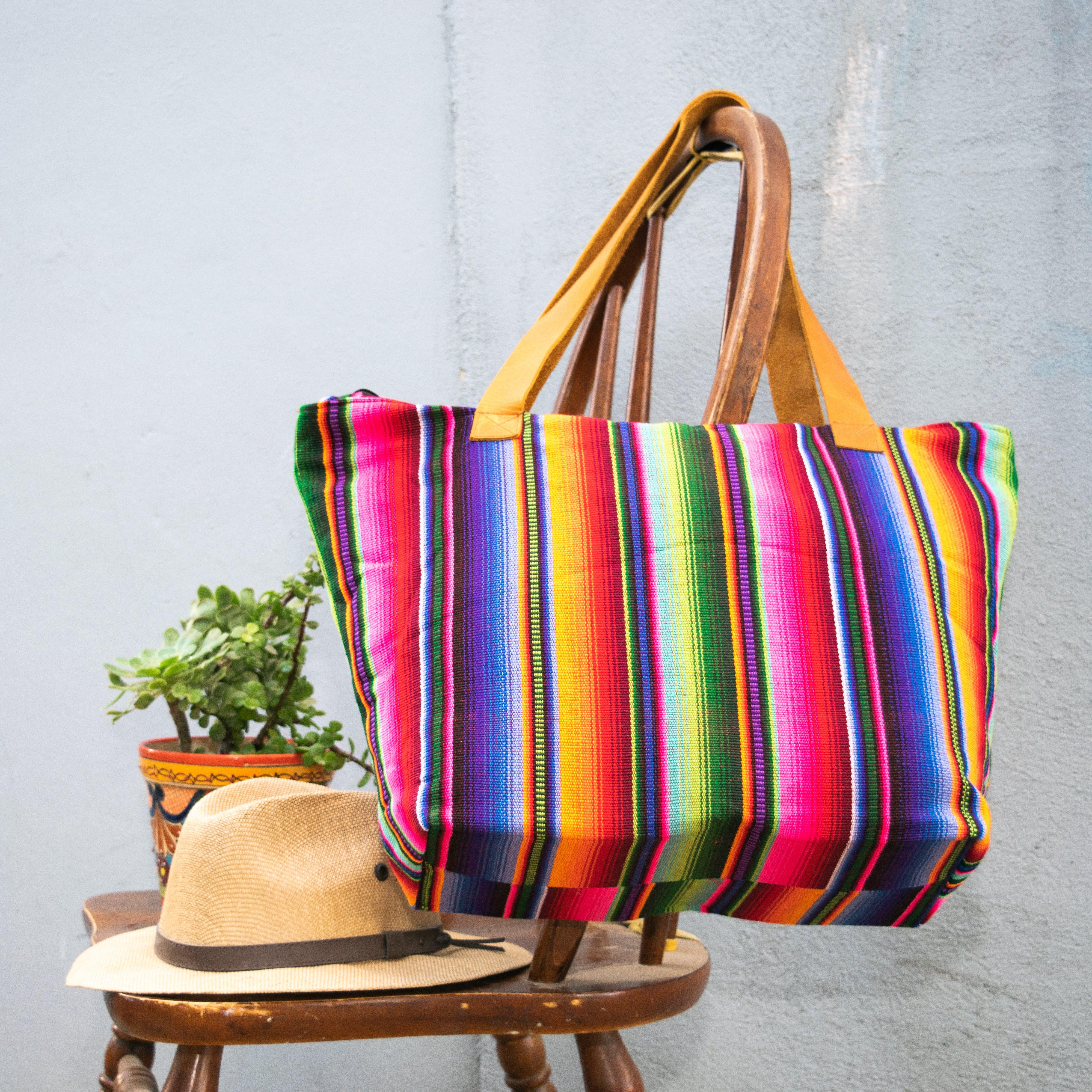 Hacienda Stripe Sustainable Computer Overnight Tote - Guatemala