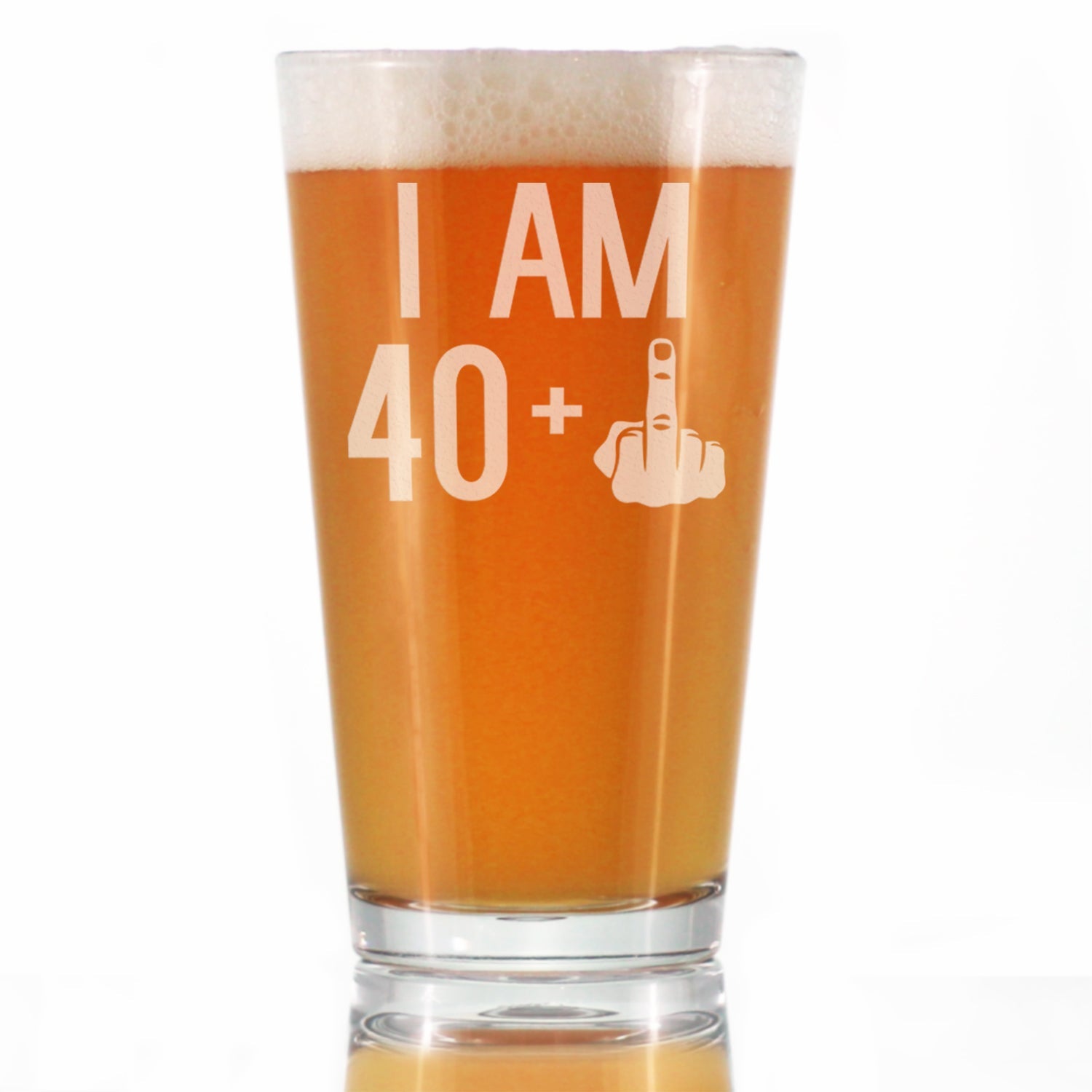 40 + 1 Middle Finger - 16 oz Pint Glass for Beer - Funny 41st Birthday Gifts for Men and Women Turning 41