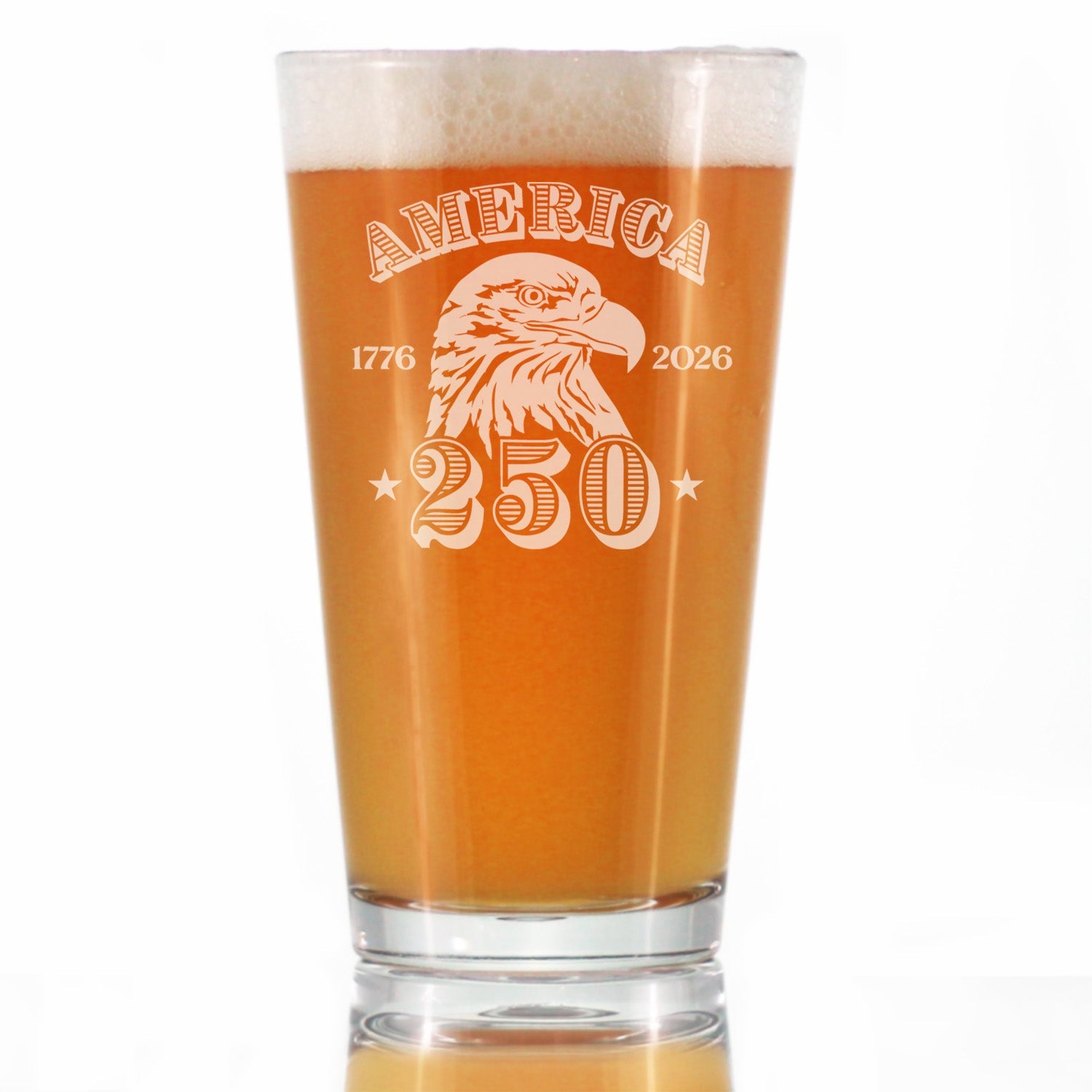 America&amp;#39;s 250th Anniversary Engraved Pint Glass Celebrate America&amp;#39;s Birth High Quality Pint Glasses for Beer - 16oz
