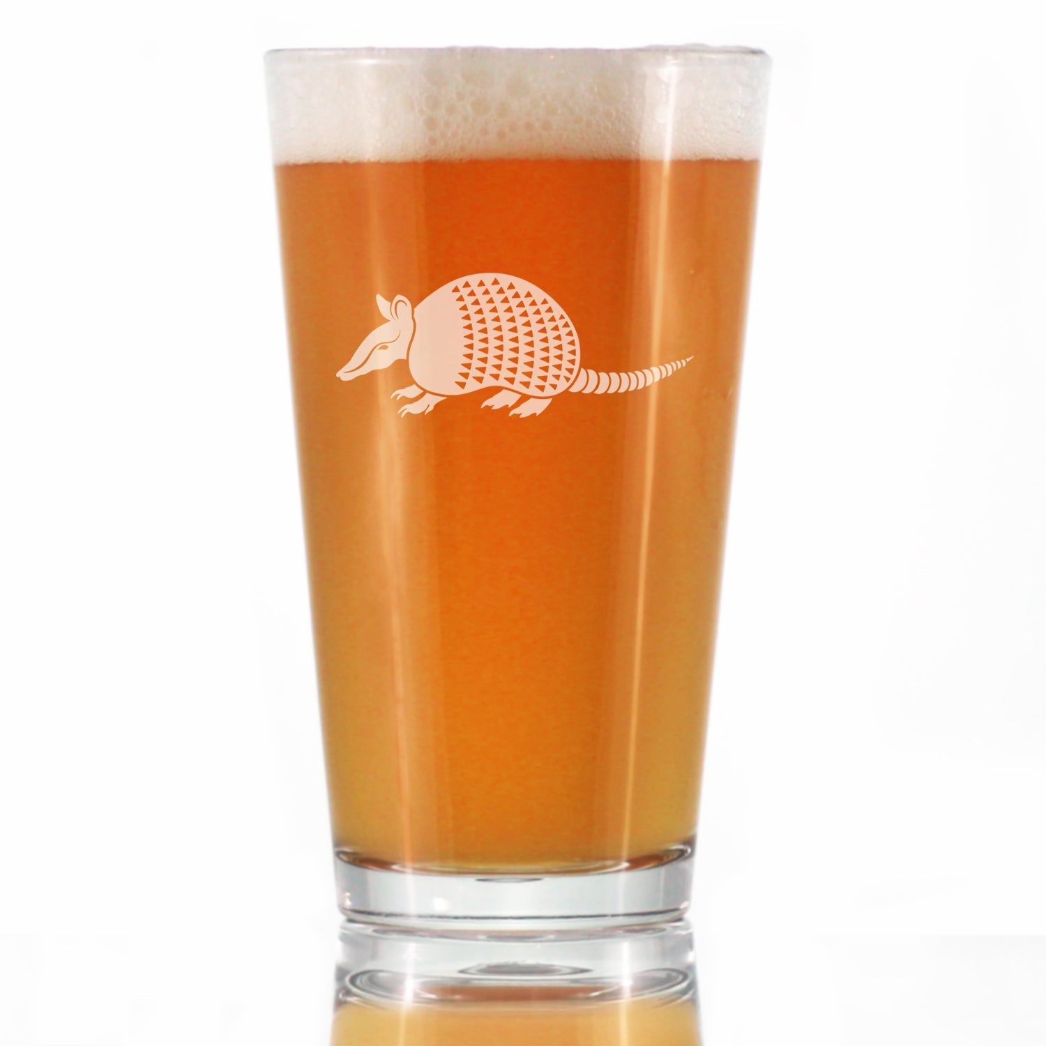 Armadillo Engraved Pint Glass Texas Gifts and Souvenirs High Quality Pint Glasses for Beer - 16oz