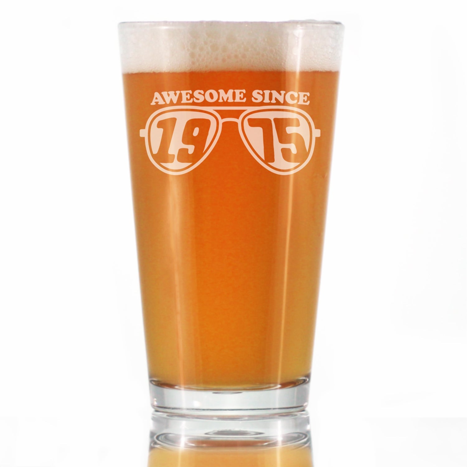 Awesome Since 1975 Engraved Pint Glass Gifts 50th Birthday Gift Ideas High Quality Pint Glasses for Beer - 16oz