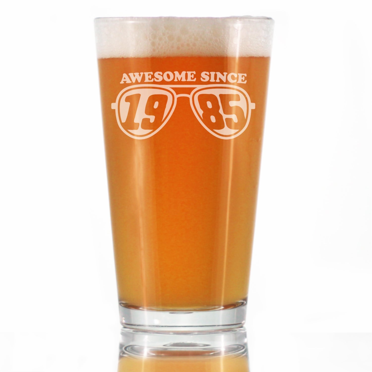 Awesome Since 1985 Engraved Pint Glass Gifts 40th Birthday Gift Ideas High Quality Pint Glasses for Beer - 16oz