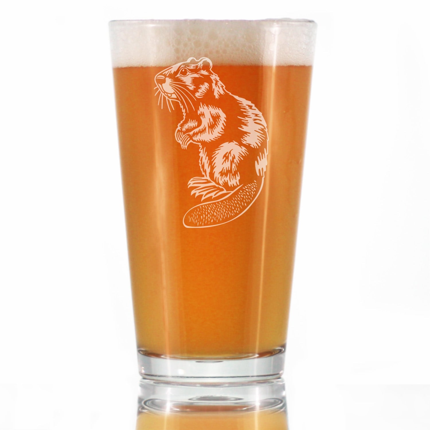 Beaver Engraved Pint Glass Beaver Gifts and Rustic Cabin Home Decor High Quality Pint Glasses for Beer - 16oz