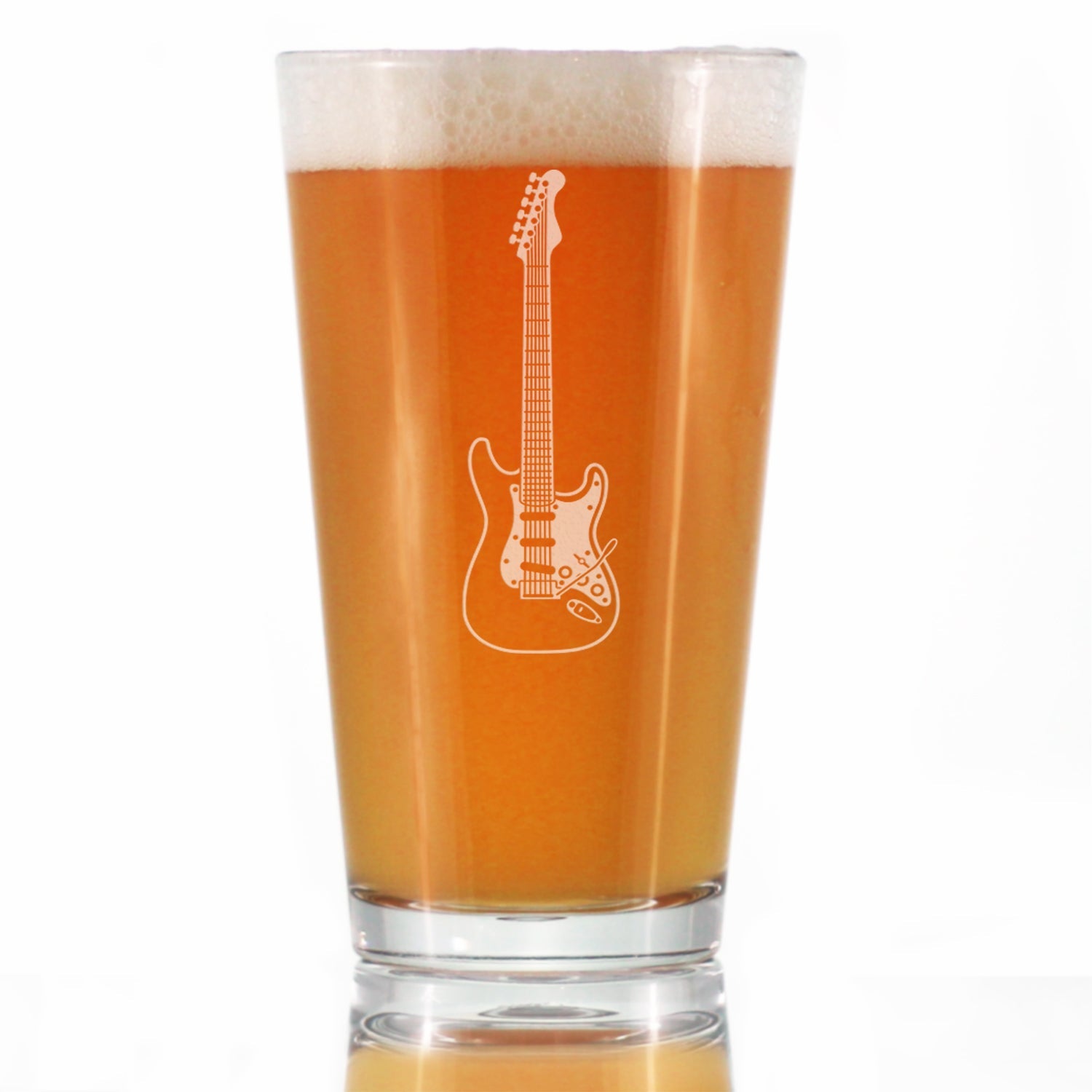 Electric Guitar Pint Glass for Beer - Music Gifts for Guitar Players, Teachers and Musical Accessories for Musicians that Play Guitar - 16 Oz Glasses