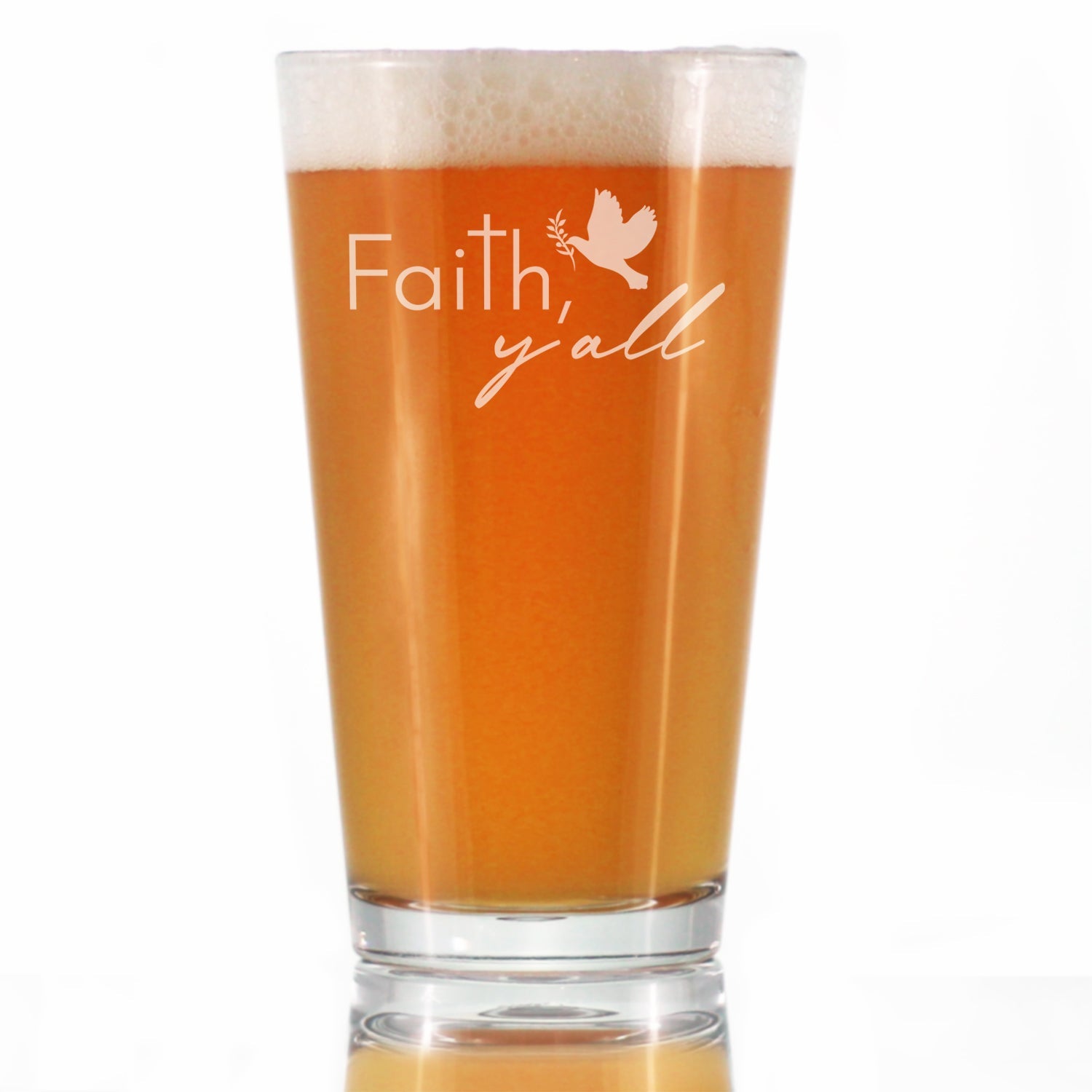 Faith Y&amp;#39;all Engraved Pint Glass Gifts Christianity Gifts for Christians High Quality Pint Glasses for Beer - 16oz