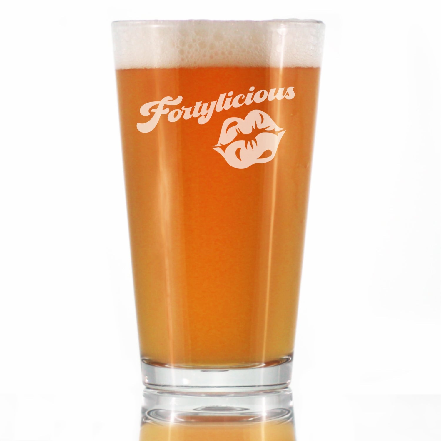 Fortylicious - Pint Glass for Beer - Funny 40th Birthday Gifts for Women Turning 40 - 16 oz Glasses