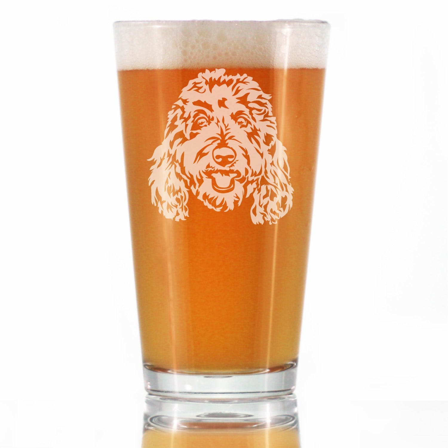 Golden Doodle Face - Pint Glass for Beer - Goldendoodle Gifts for Women &amp;amp; Men - 16 oz Glasses