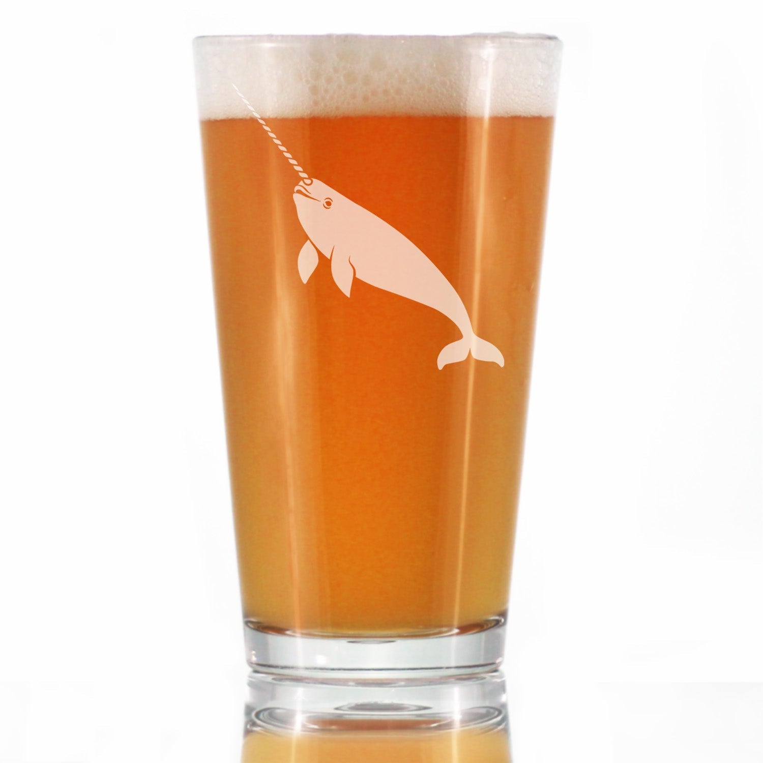 Narwhal Engraved Pint Glass Narwhal Gifts for Women High Quality Pint Glasses for Beer - 16oz
