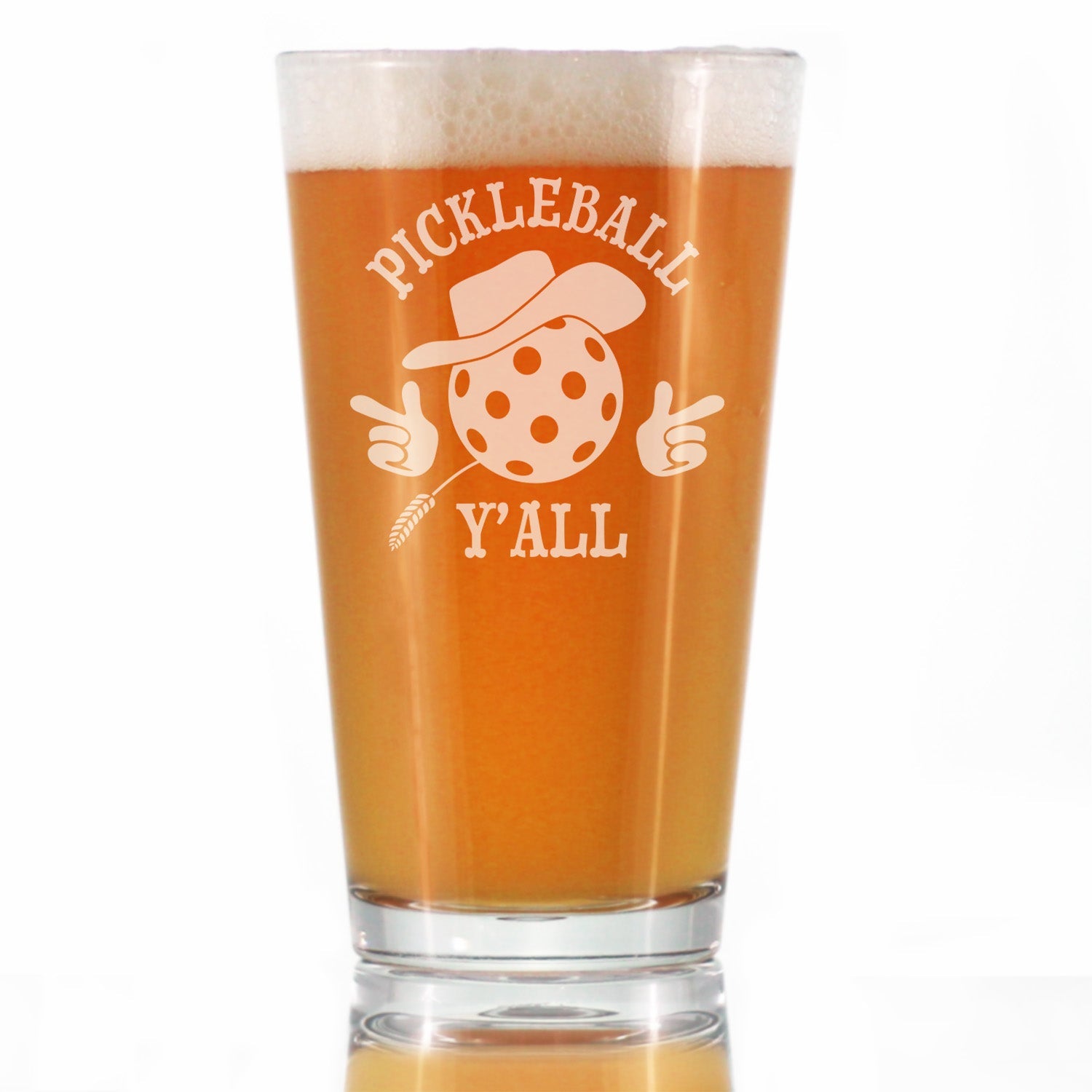 Pickleball Y&amp;#39;all Engraved Pint Glass Gifts Funny Pickleball Gifts High Quality Pint Glasses for Beer - 16oz