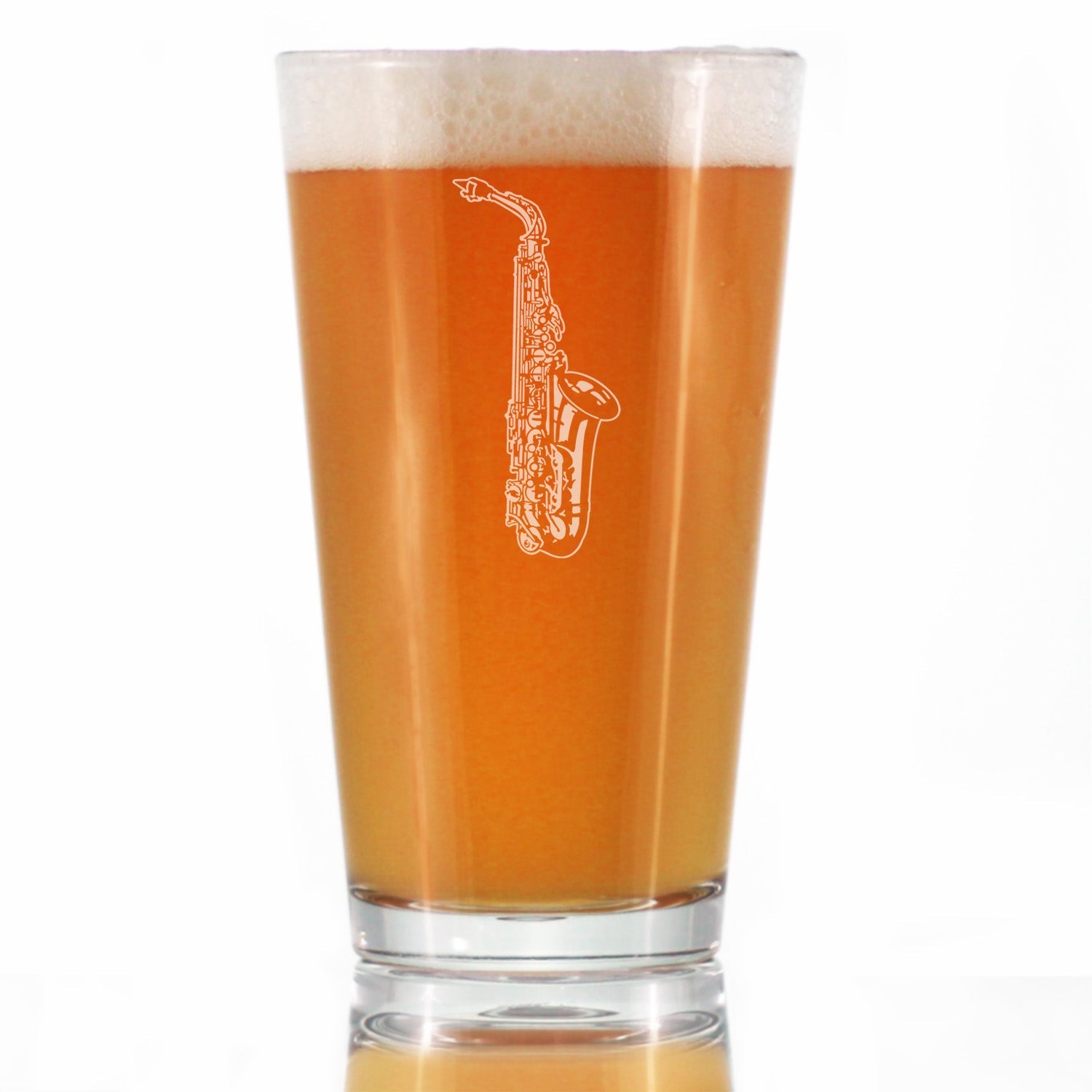 Saxophone Engraved Pint Glass Gifts for Musicians High Quality Pint Glasses for Beer - 16oz