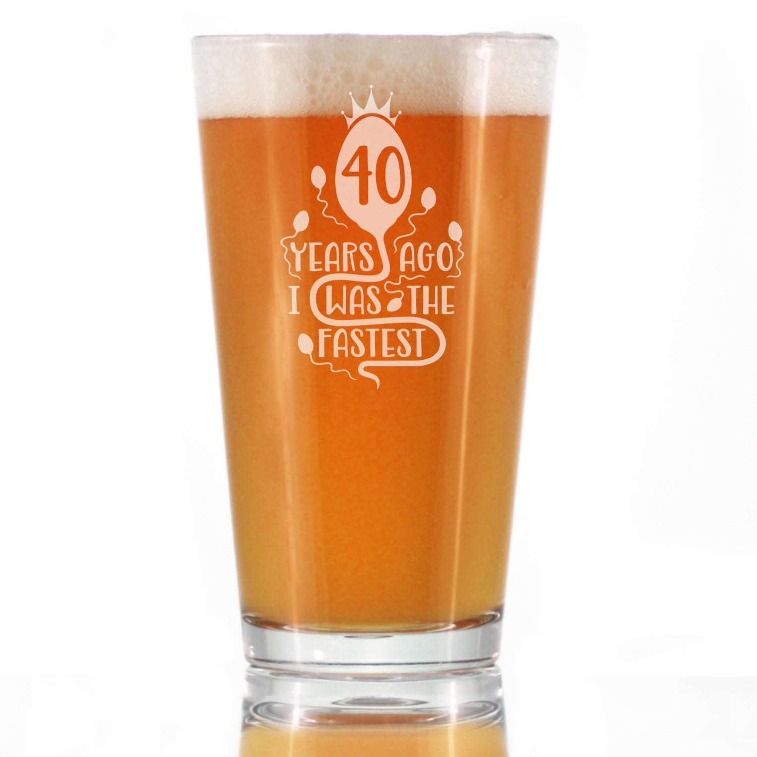 40 Years Ago I Was the Fastest - Pint Glass for Beer - Funny 40th Birthday Gifts for Women and Men Turning 40 - 16 oz Glasses