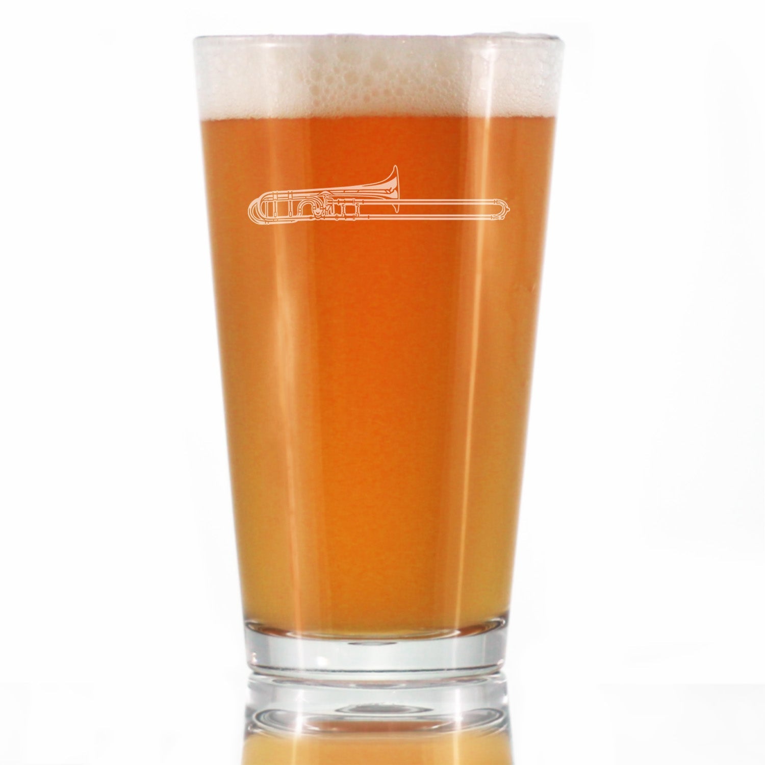 Trombone Engraved Pint Glass Gifts for Musicians High Quality Pint Glasses for Beer - 16oz