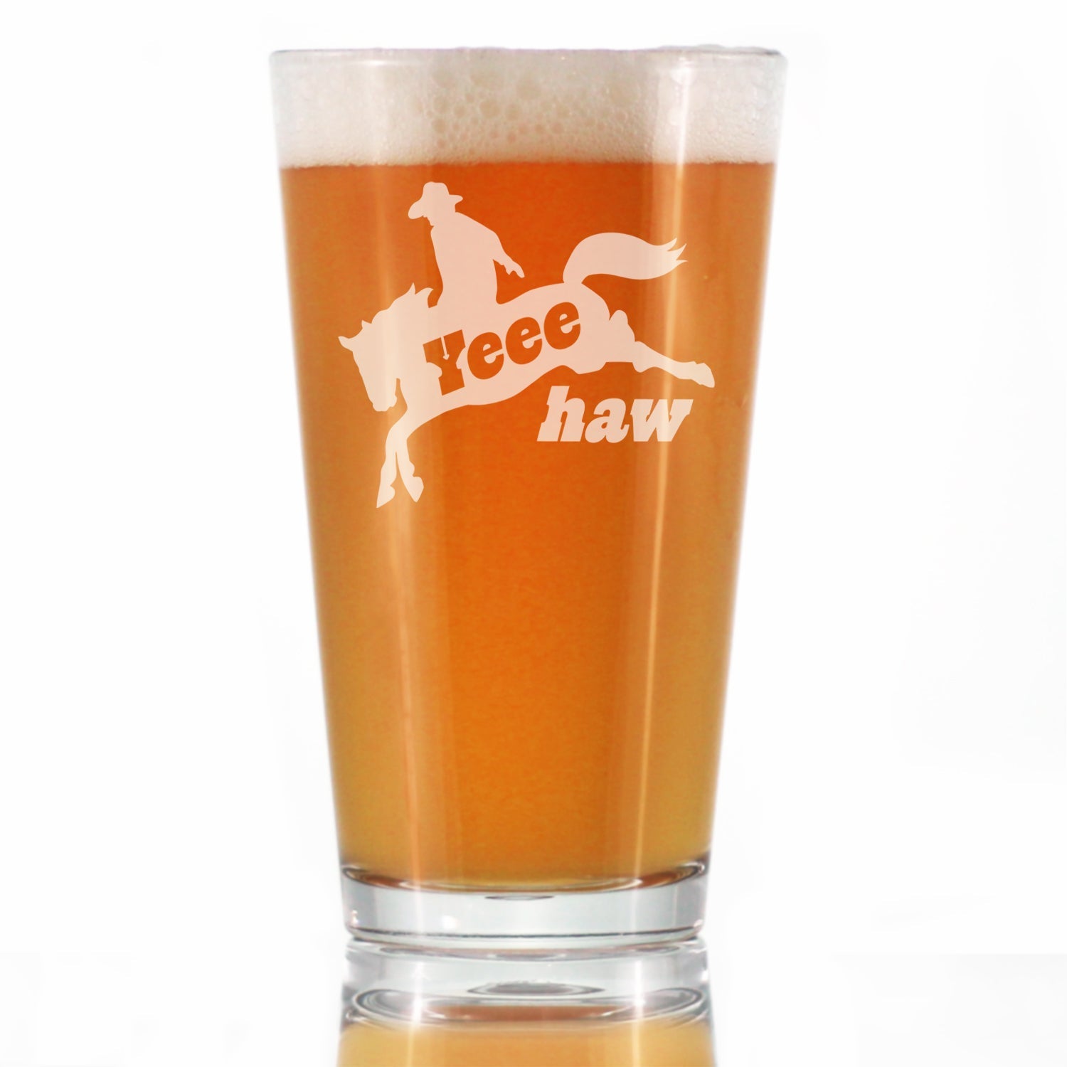 Yeehaw Engraved Pint Glass Gifts Rodeo Party Decor &amp;amp; Western Home Decorations High Quality Pint Glasses for Beer - 16oz