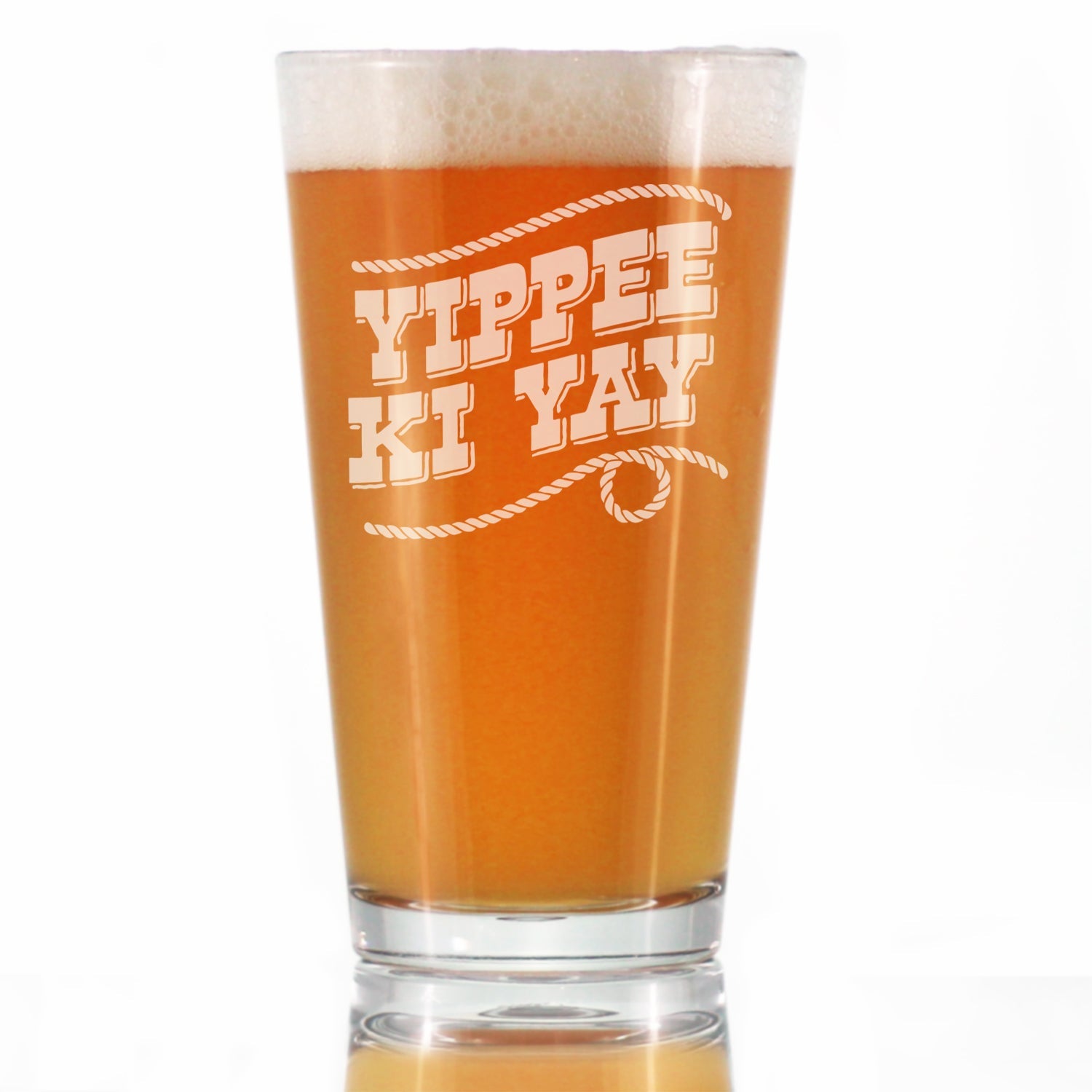 Yippee Ki Yay Engraved Pint Glass Gifts Country Western Home Decor High Quality Pint Glasses for Beer - 16oz
