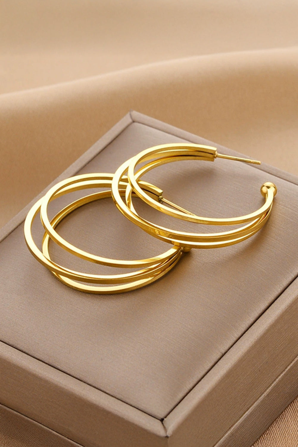 Gold Minimalist Triple Hoop Earrings