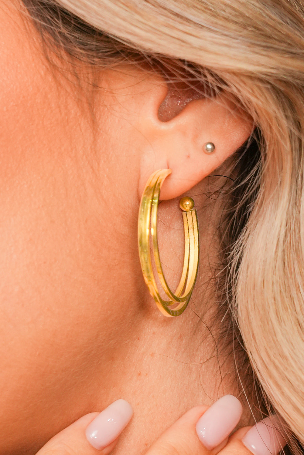 Gold Minimalist Triple Hoop Earrings